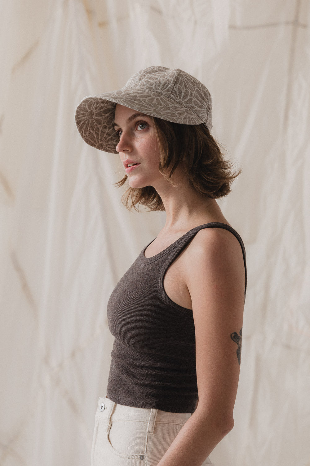 Soleil Hat in Daisy Jacquard Linen