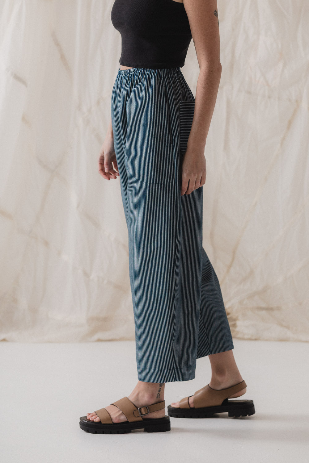 Nuria Barrel Pant in Hickory Stripe