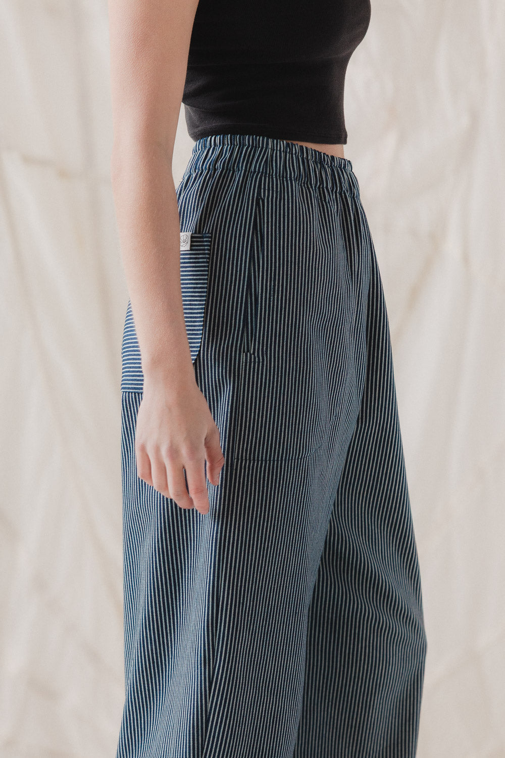 Nuria Barrel Pant in Hickory Stripe