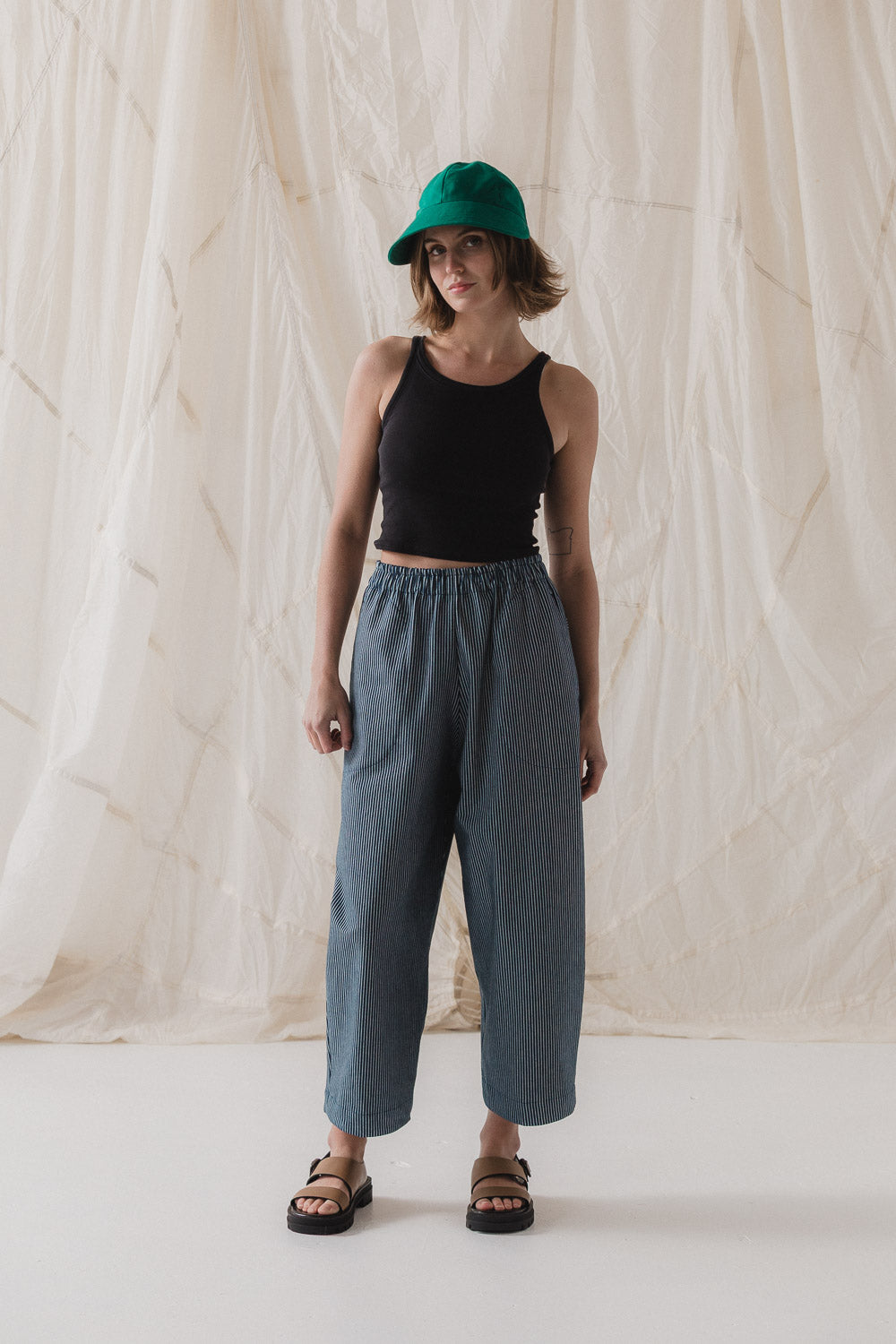 Nuria Barrel Pant in Hickory Stripe