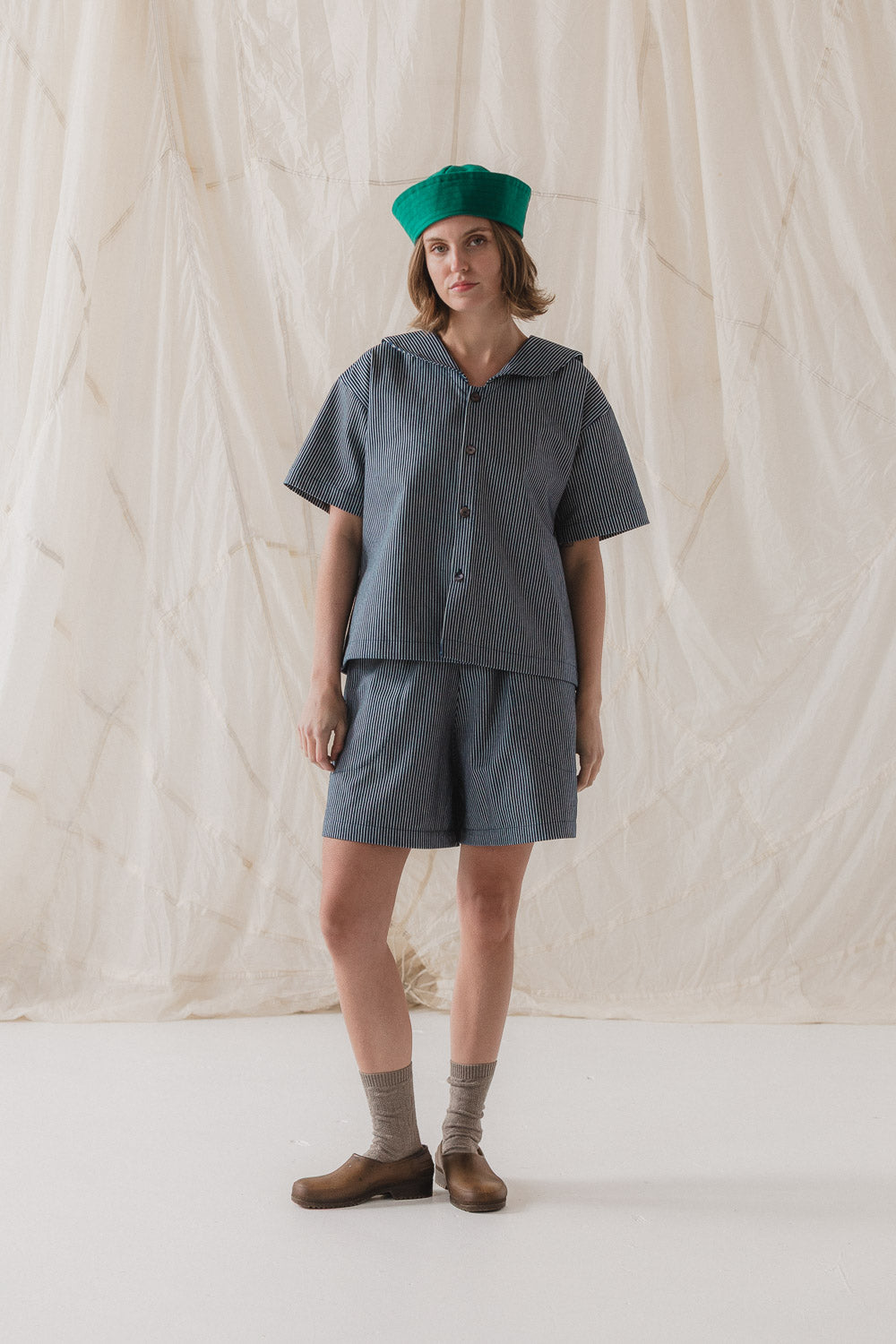 Isola Top – Hickory Stripe Sailor Collar Top - Made in USA