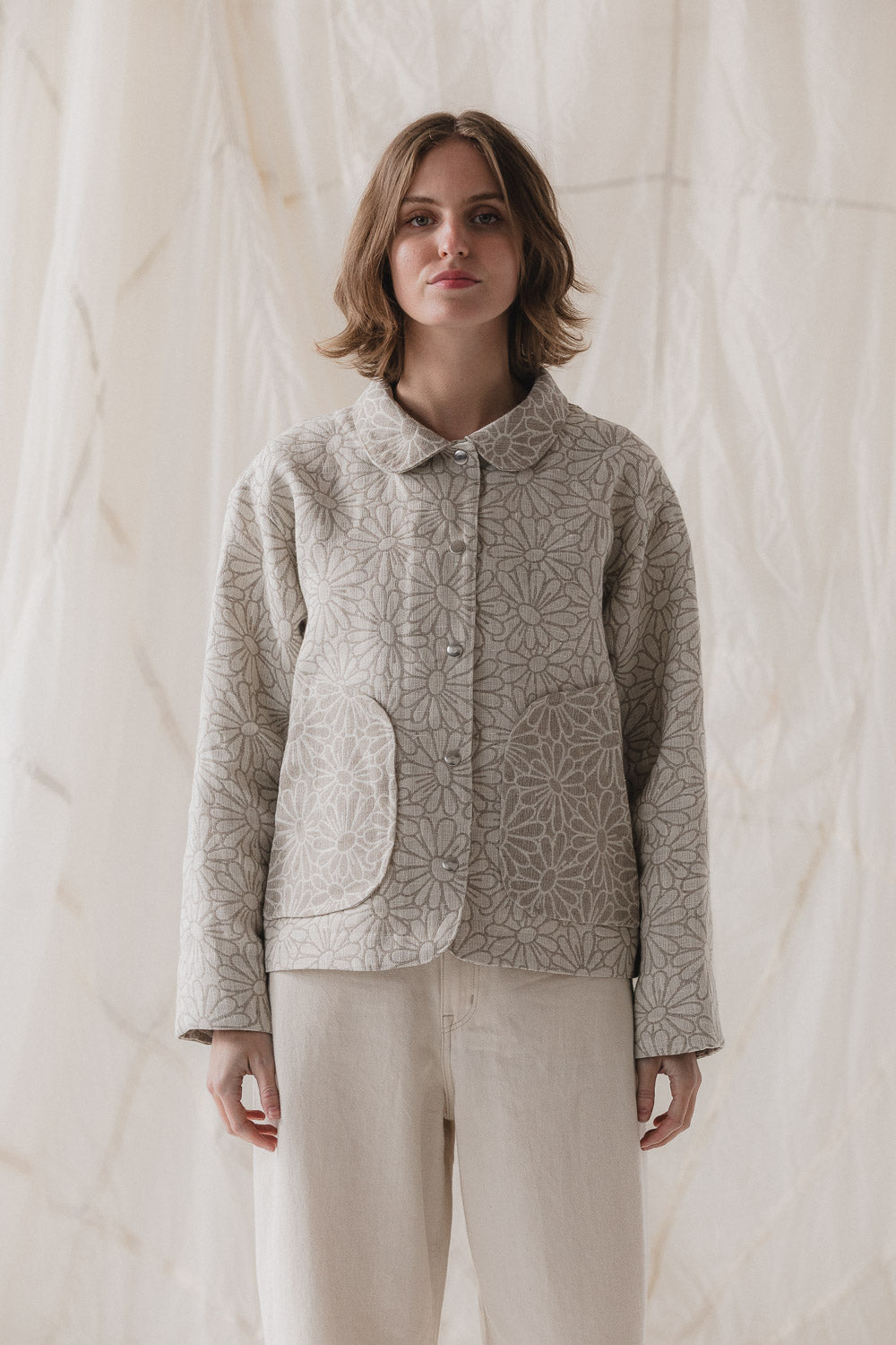 Forage Jacket in Daisy Jacquard Linen