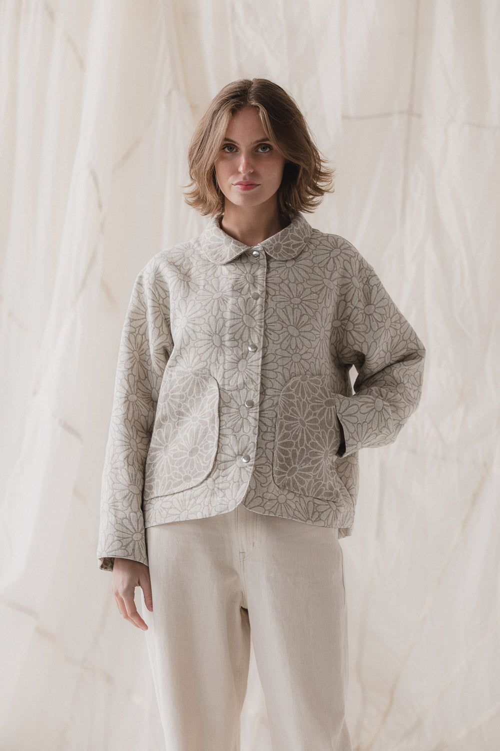 Forage Jacket in Daisy Jacquard Linen