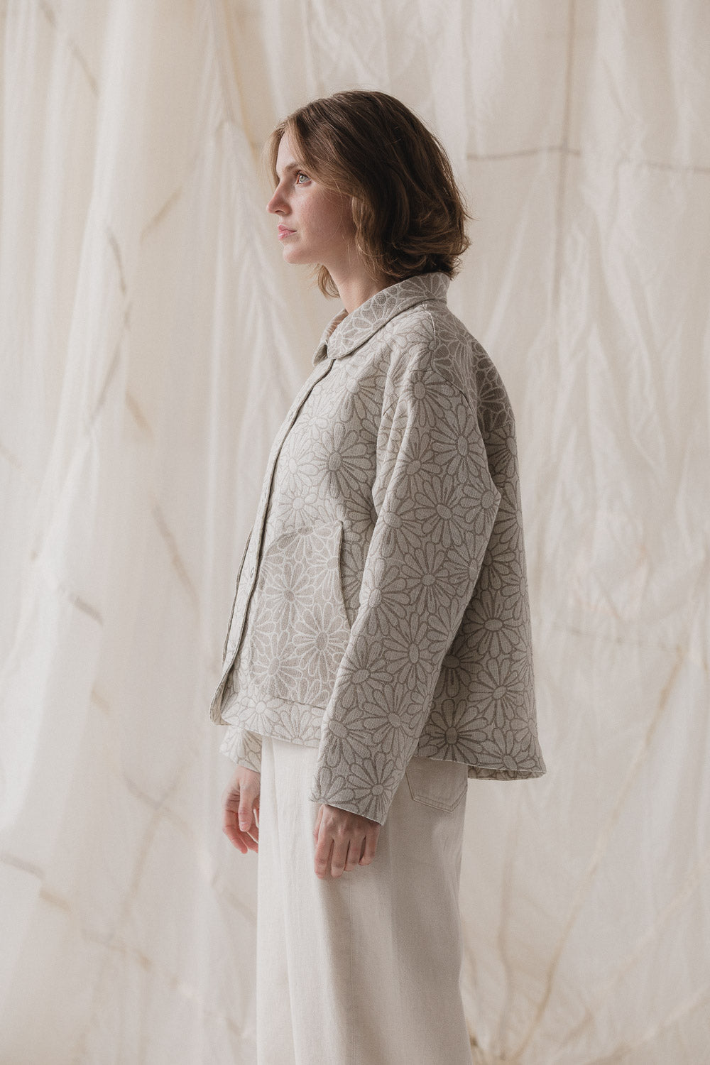Forage Jacket in Daisy Jacquard Linen