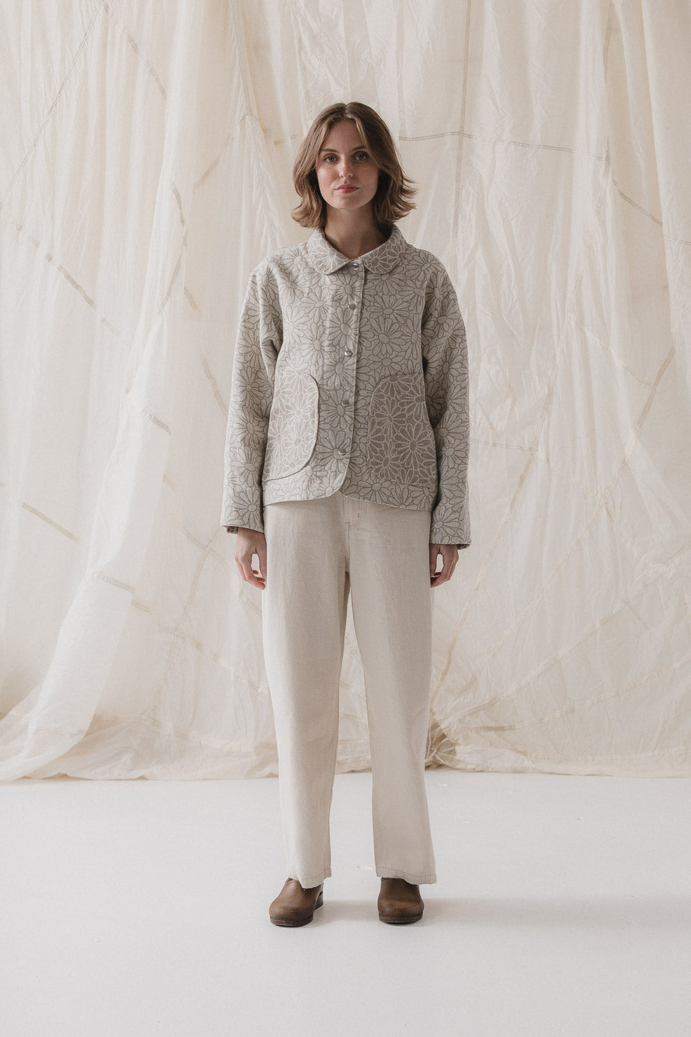 Forage Jacket in Daisy Jacquard Linen