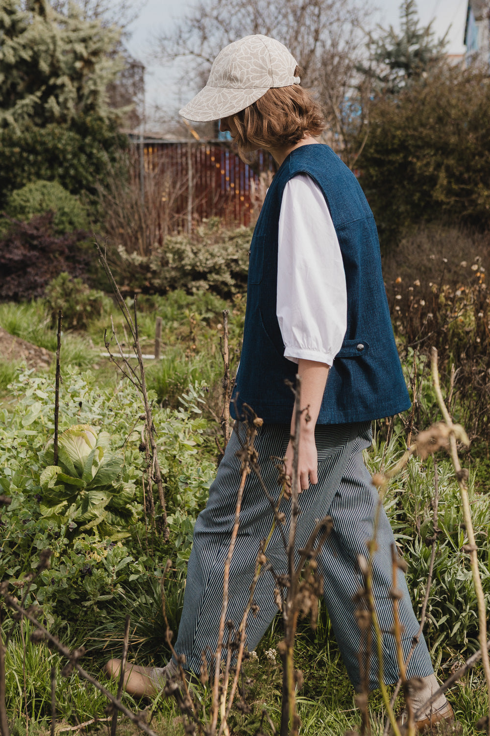 Nuria Barrel Pant in Hickory Stripe