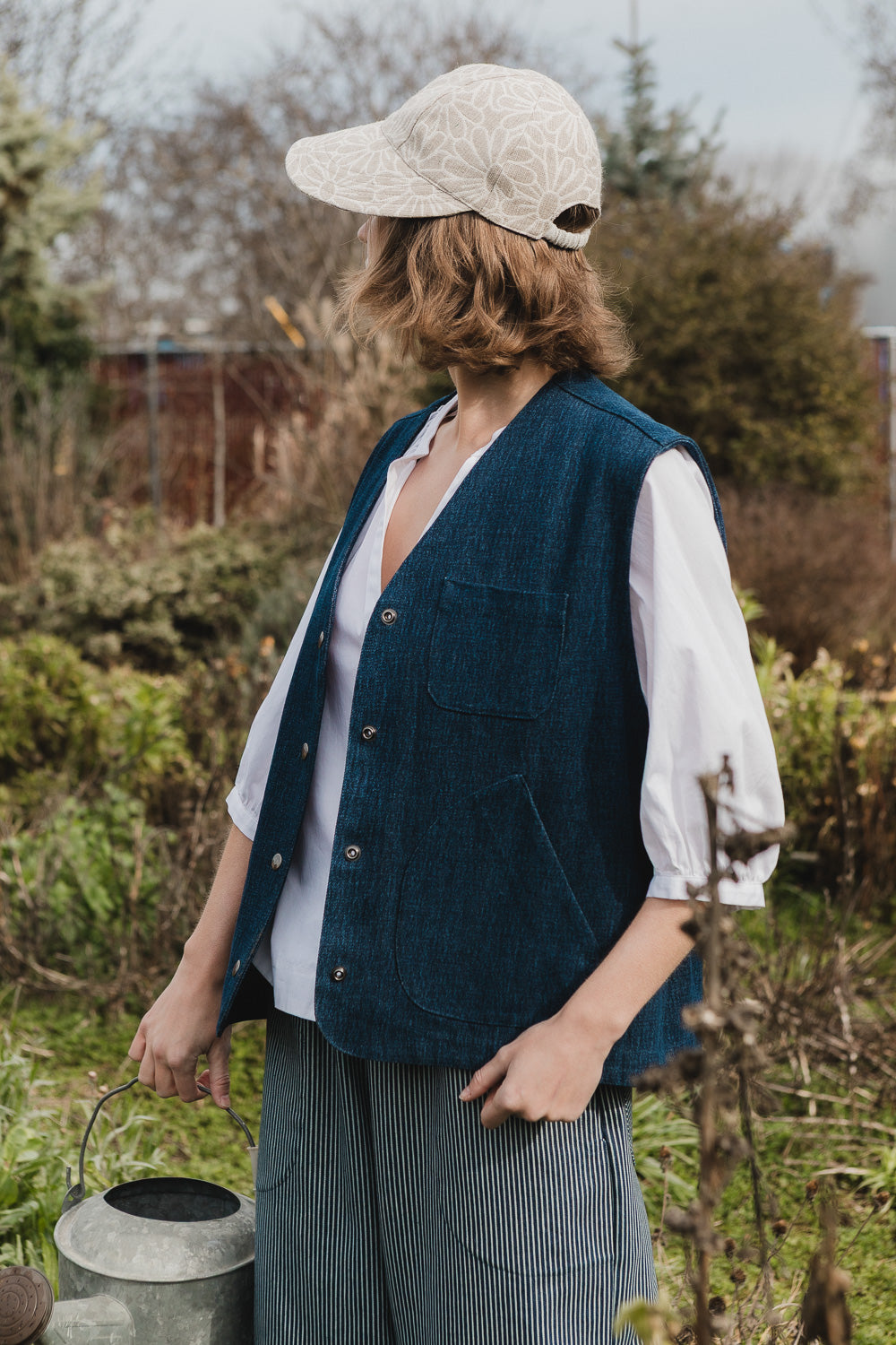 Soleil Hat in Daisy Jacquard Linen