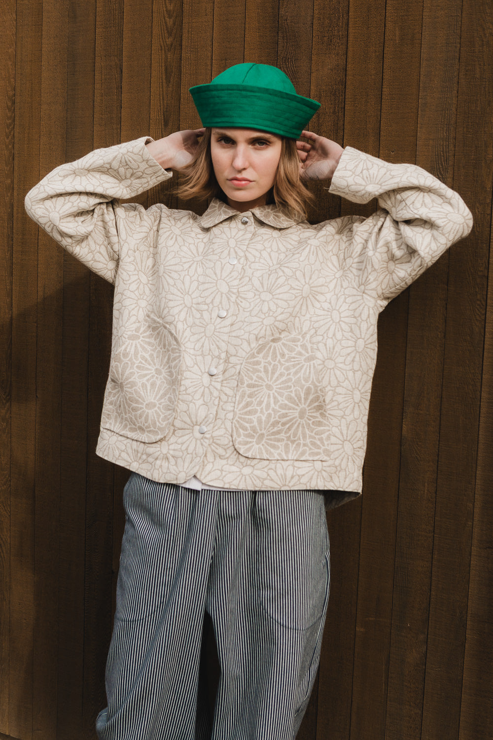 Forage Jacket in Daisy Jacquard Linen