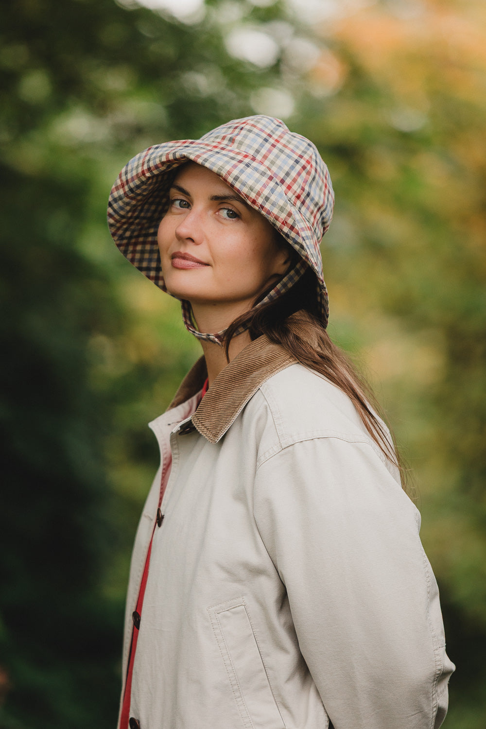 Cirrus Rain Hat in Hedgerow Gingham