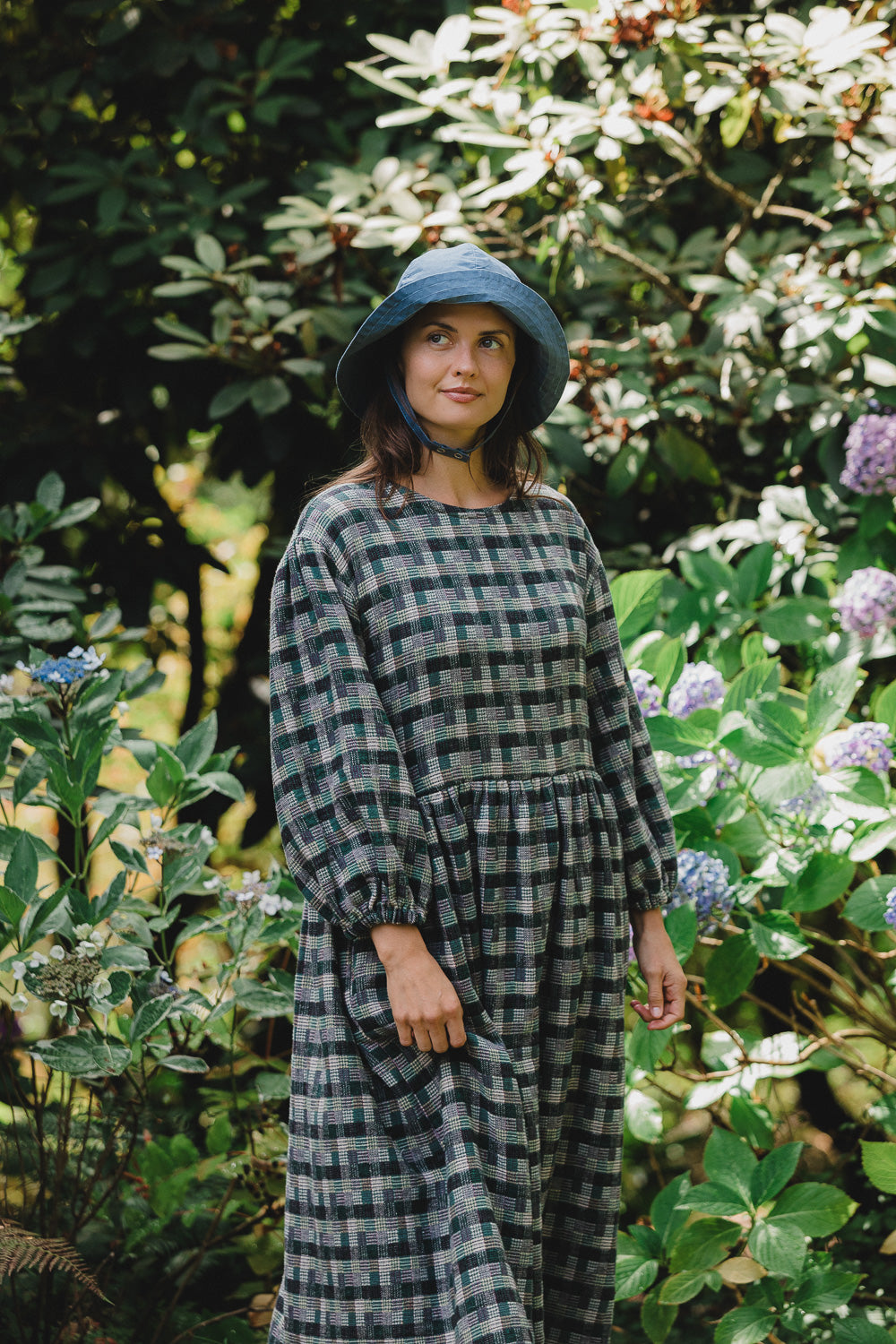 Rowena Dress in Juniper Plaid