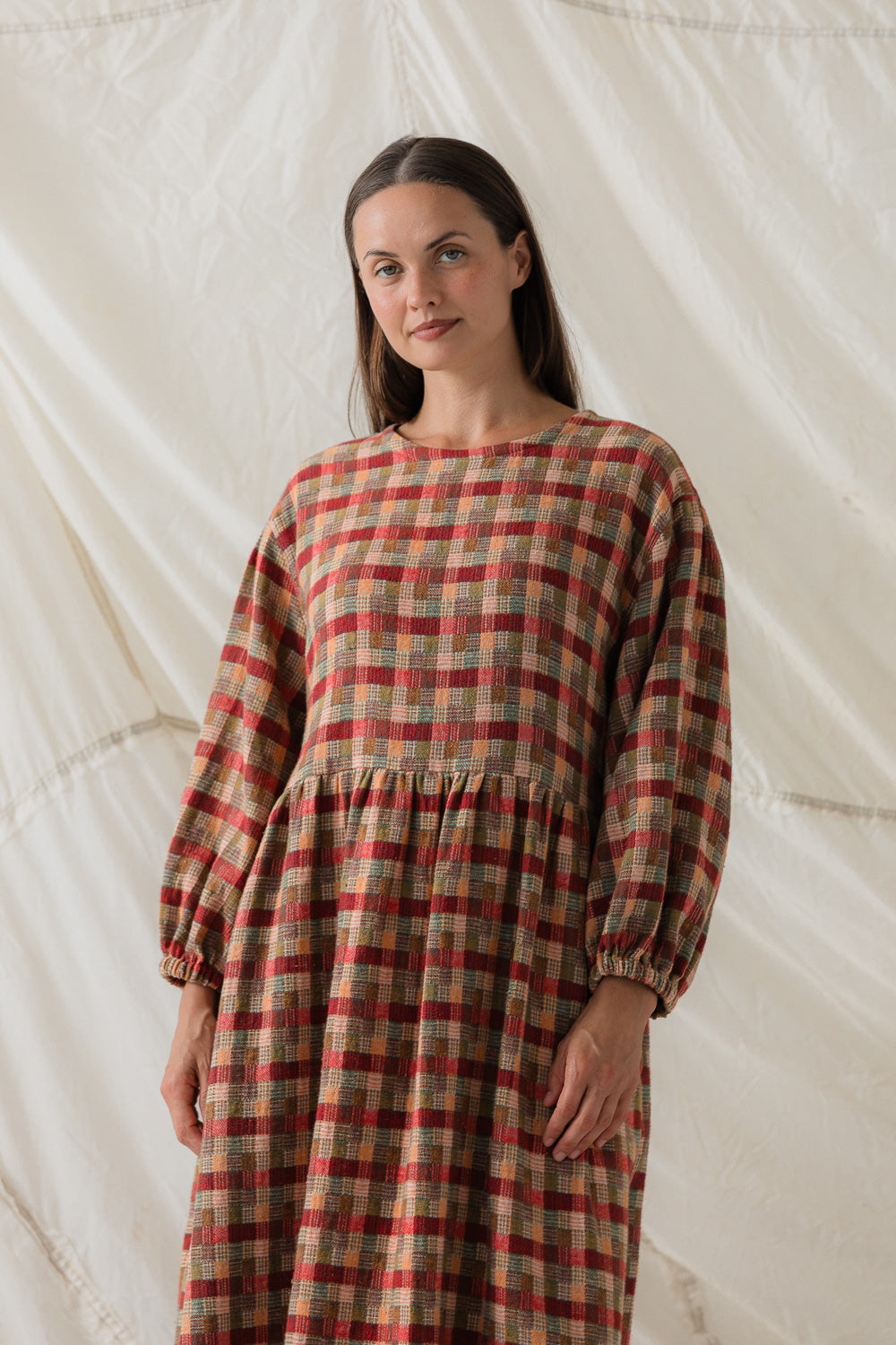 Rowena Dress in Persimmon Plaid
