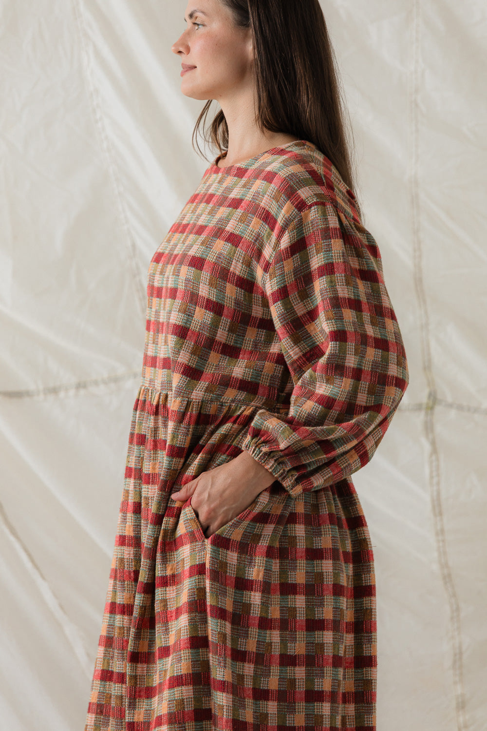 Rowena Dress in Persimmon Plaid