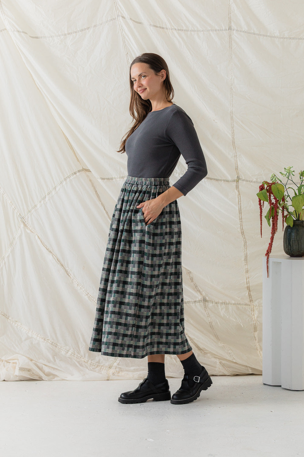 Maisie Skirt in Juniper Plaid