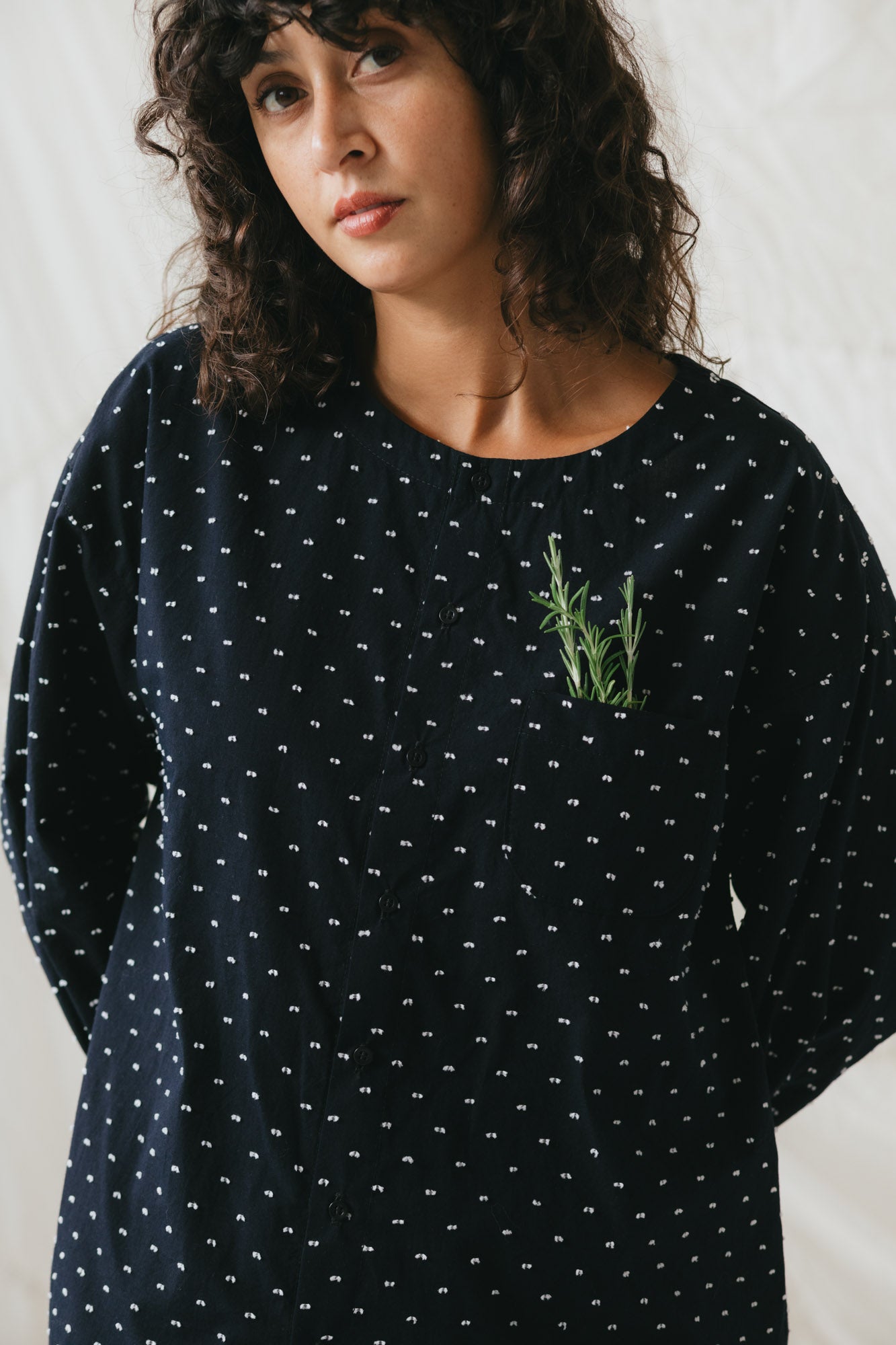 Rhys Top in Polka Dot Dobby