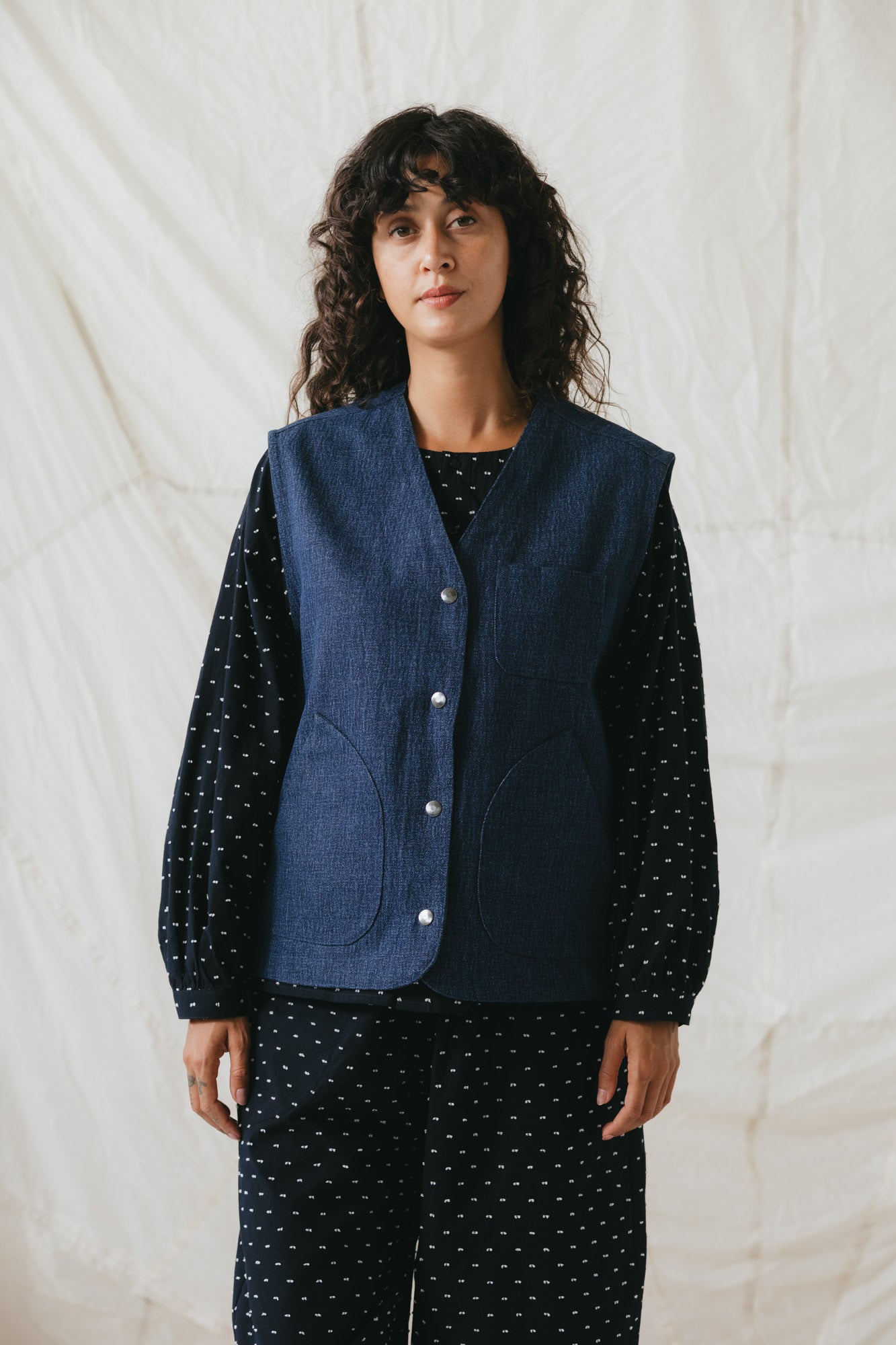 Studio Vest in Deep Indigo Denim