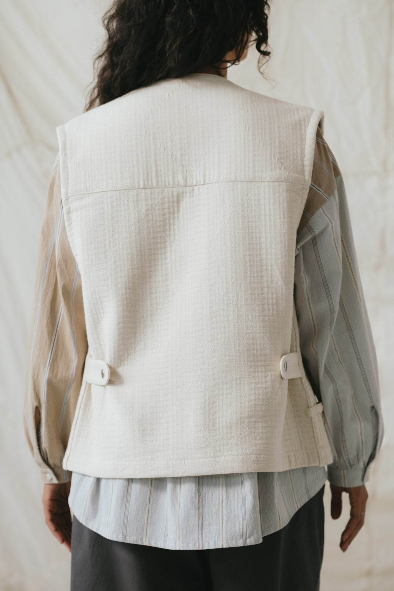 Studio Vest in Natural Sashiko