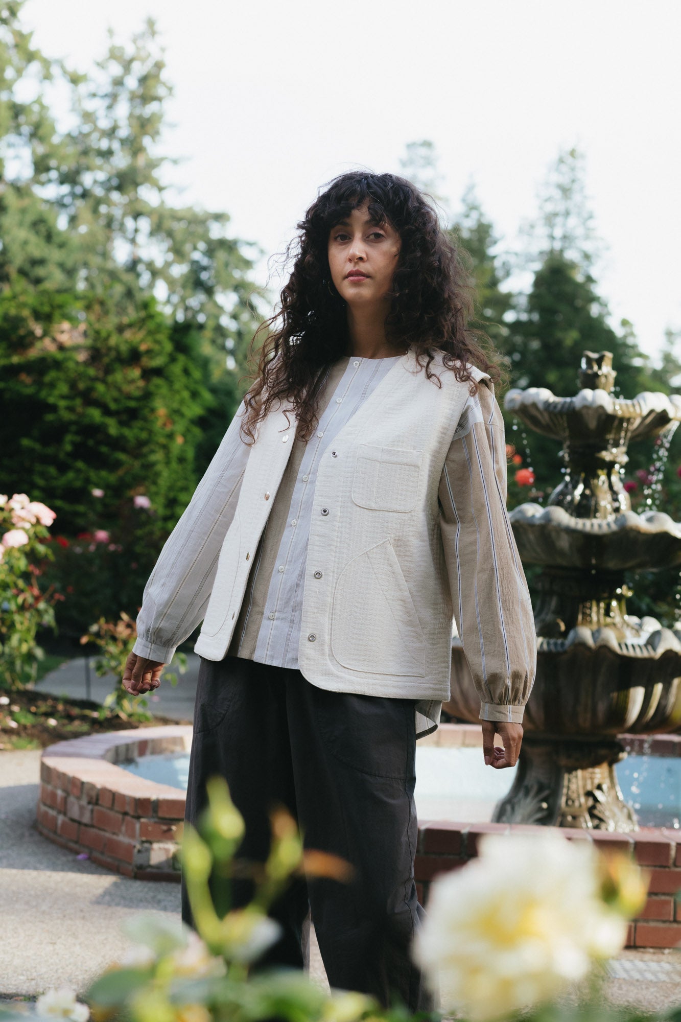 Studio Vest in Natural Sashiko