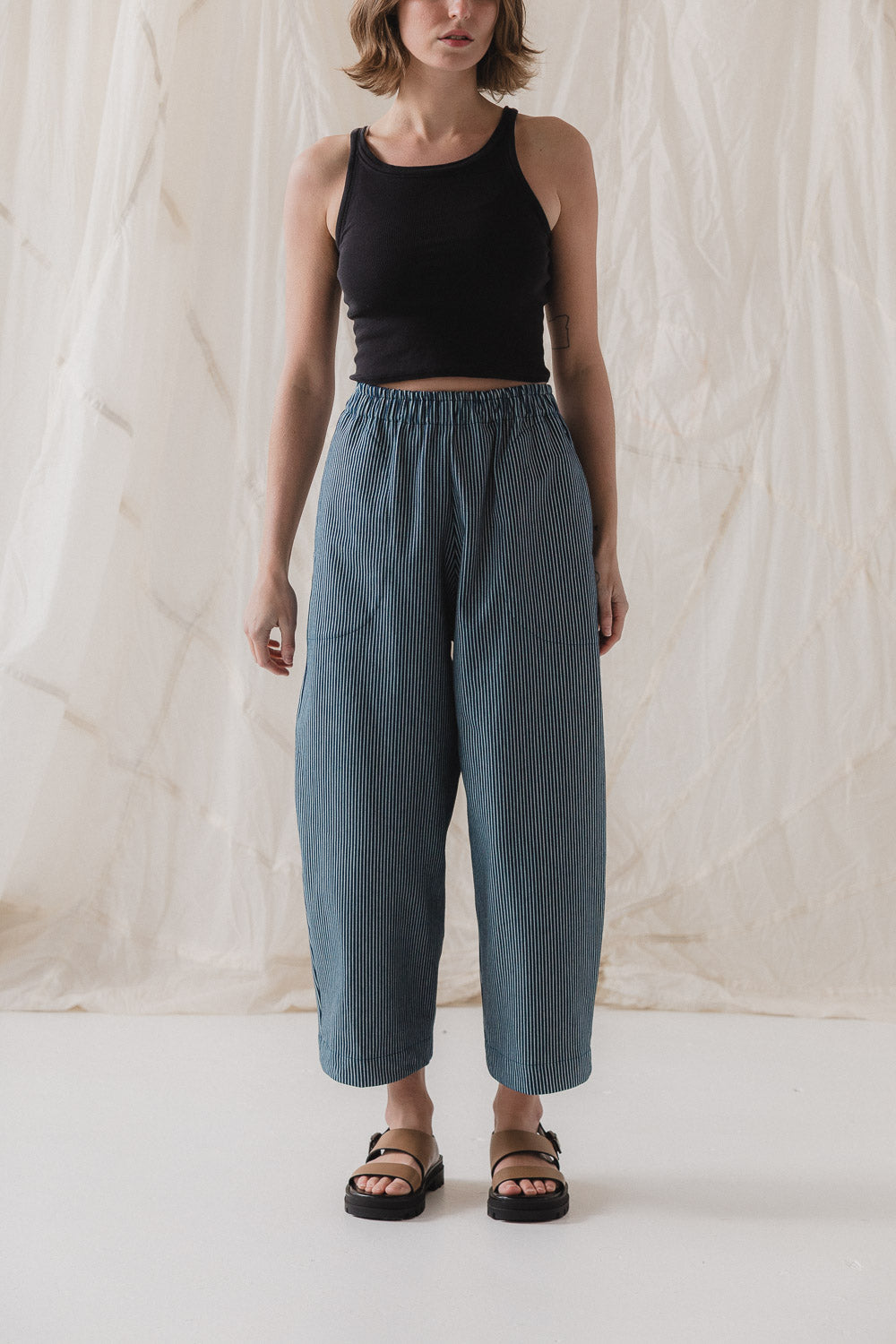 Nuria Barrel Pant in Hickory Stripe