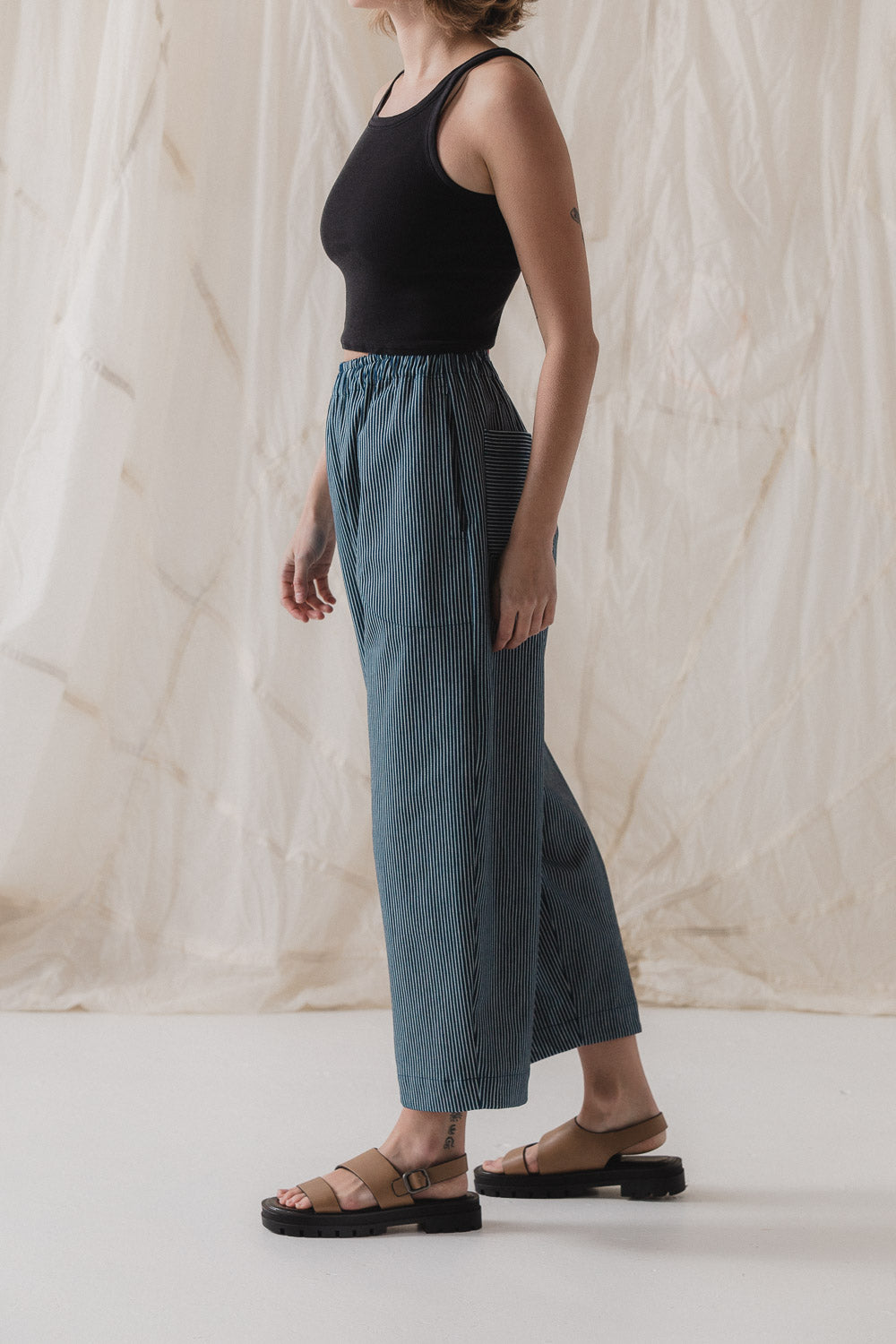 Nuria Barrel Pant in Hickory Stripe