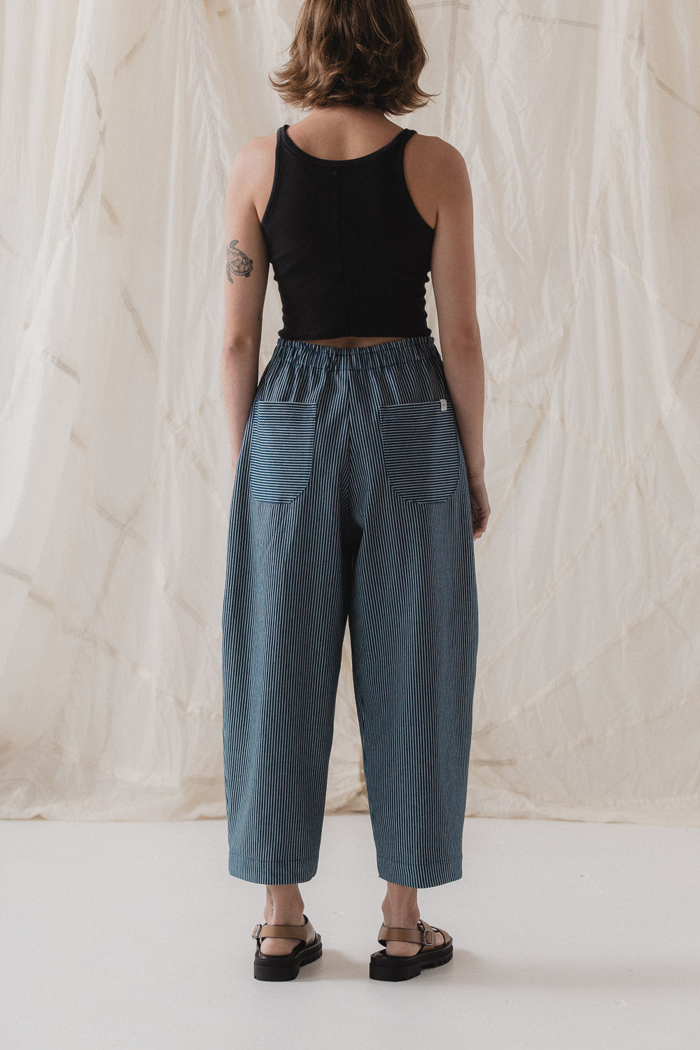 Nuria Barrel Pant in Hickory Stripe