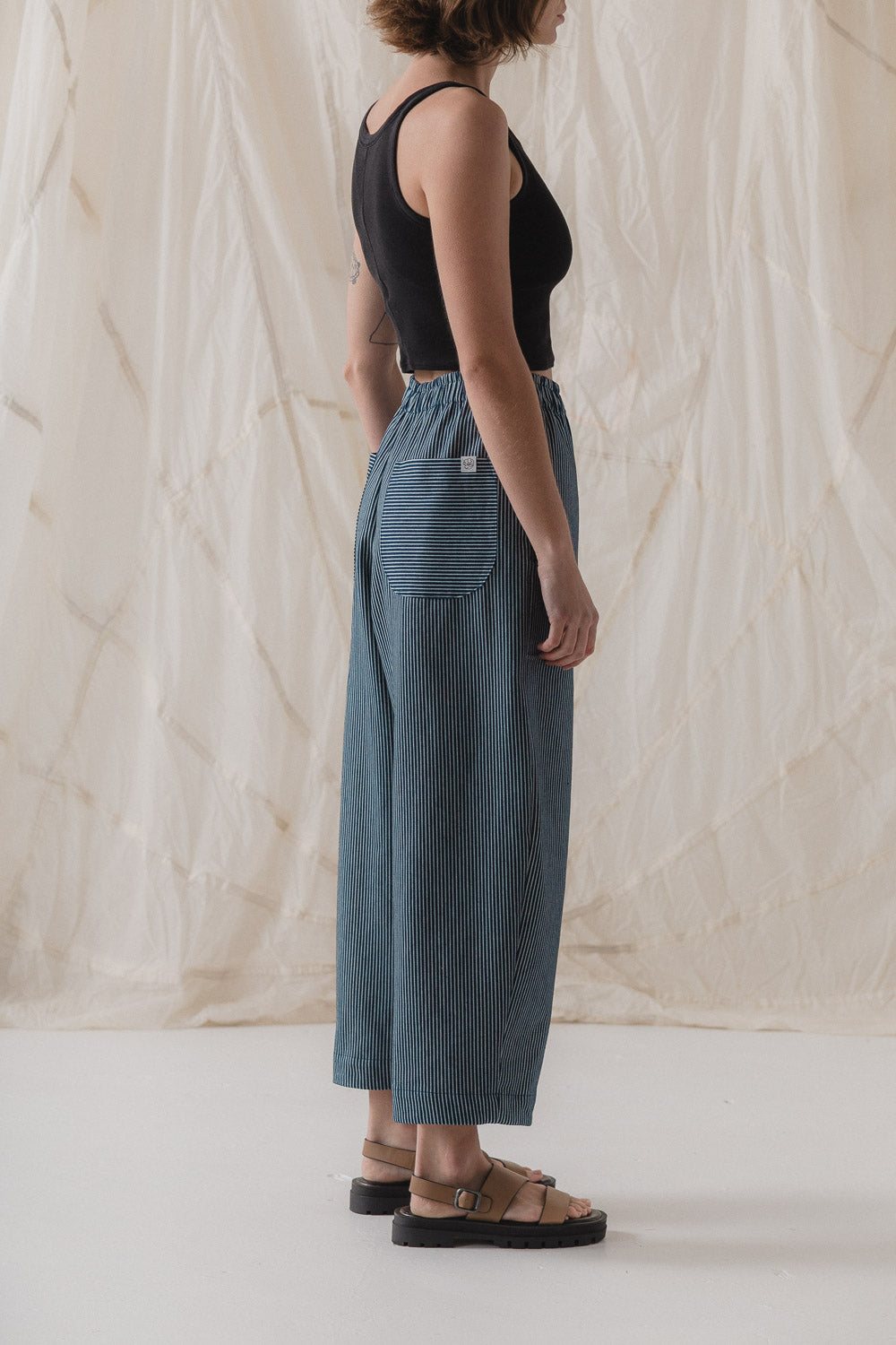 Nuria Barrel Pant in Hickory Stripe