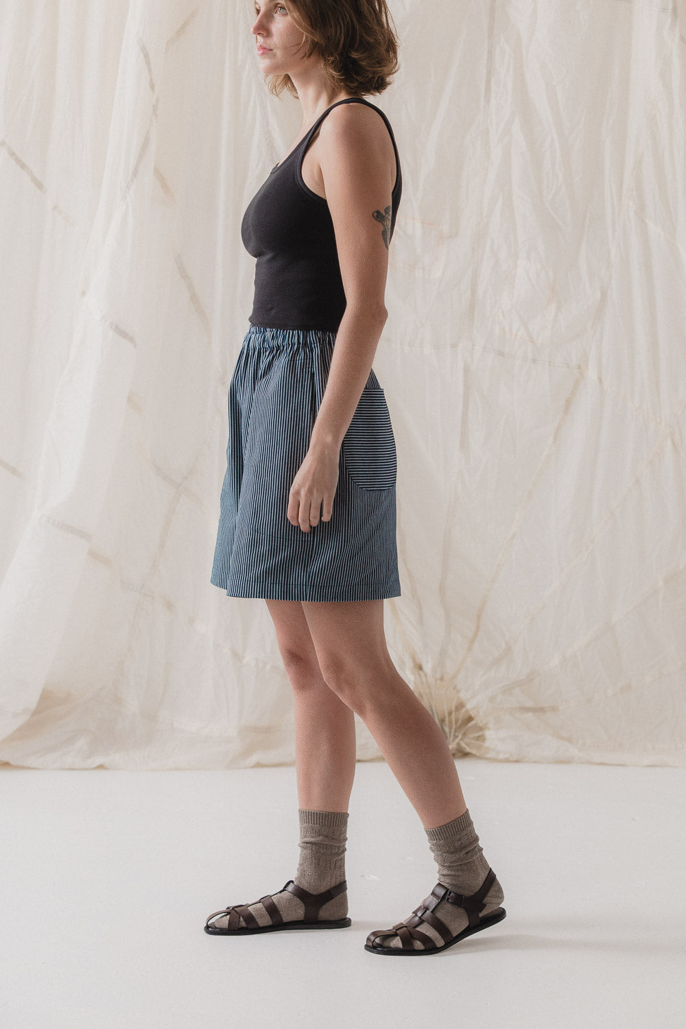 Nuria Shorts in Hickory Stripe