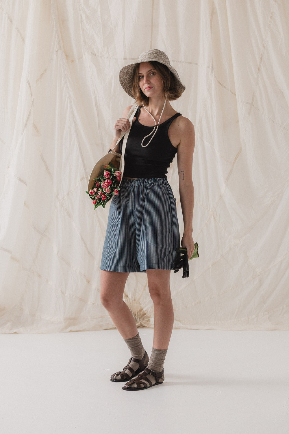 Nuria Shorts in Hickory Stripe