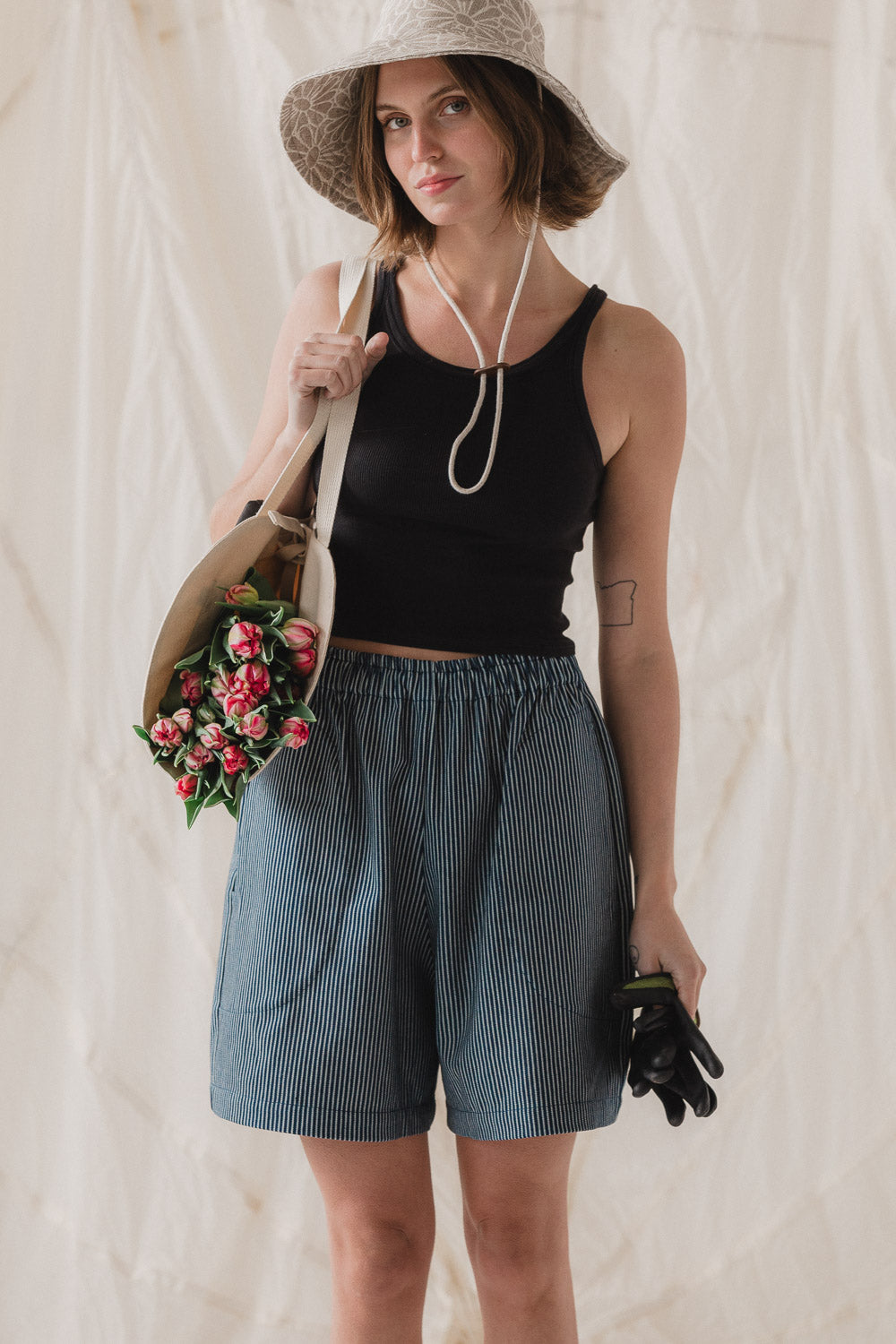 Nuria Shorts in Hickory Stripe