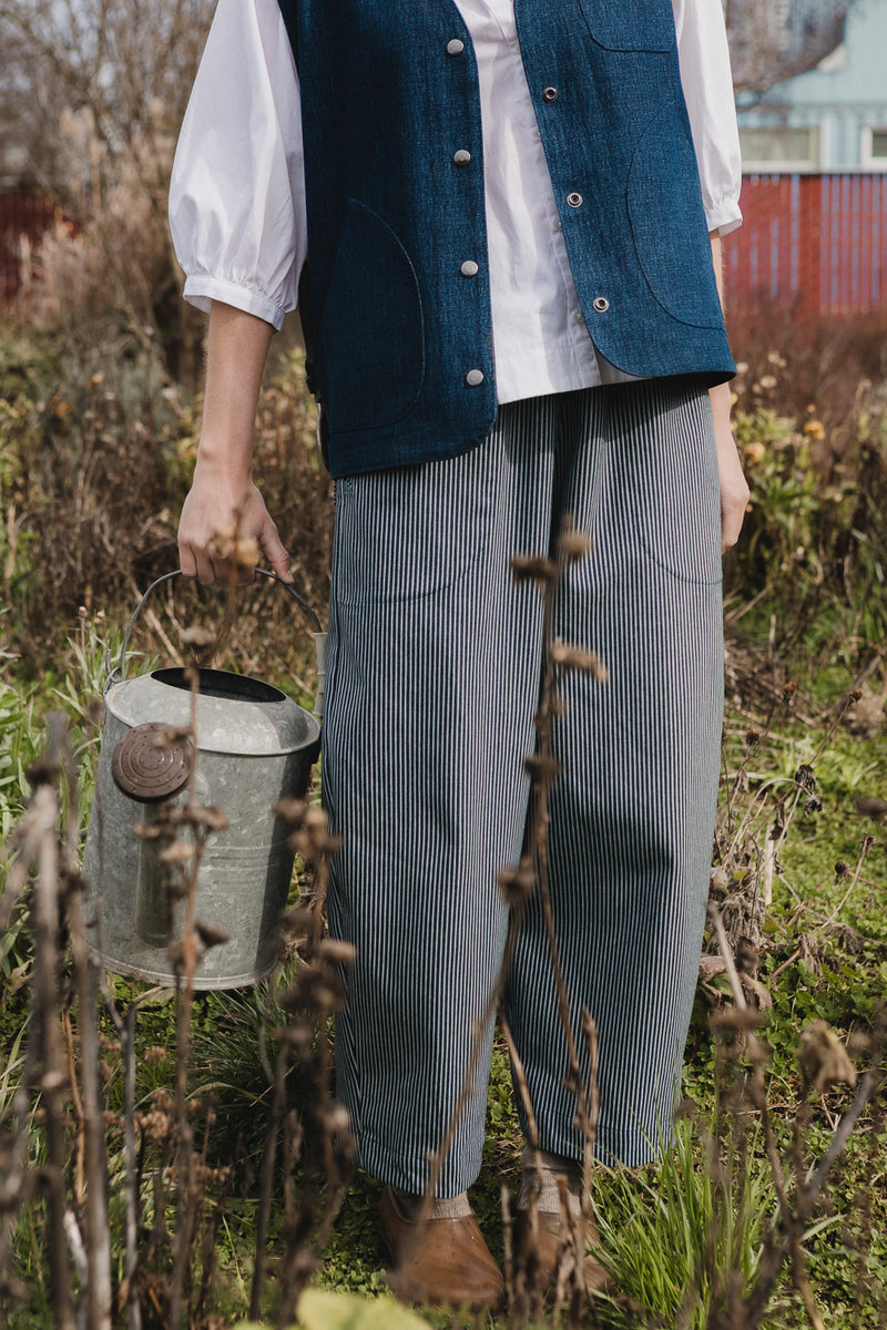 Nuria Barrel Pant in Hickory Stripe