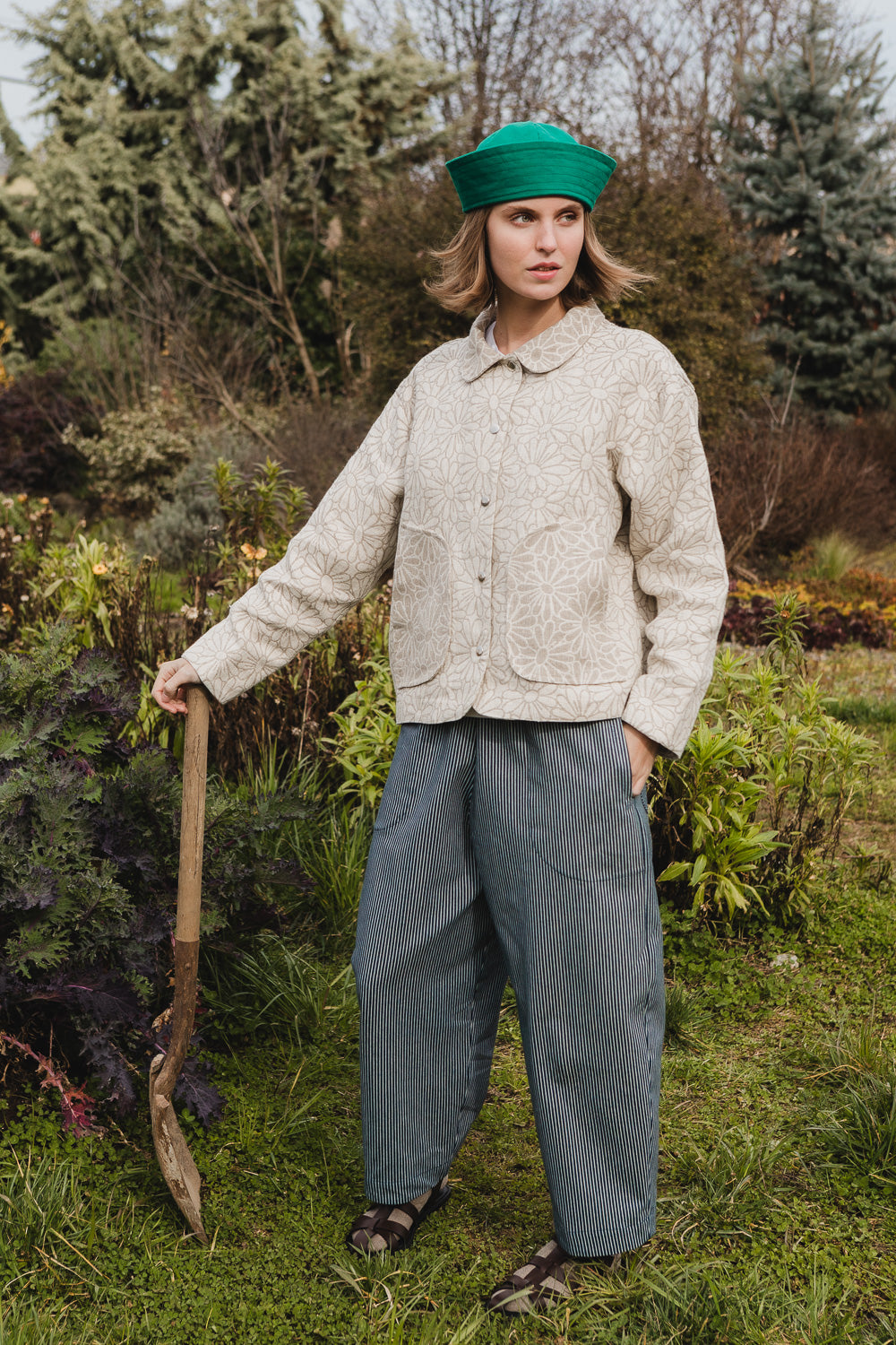 Forage Jacket in Daisy Jacquard Linen