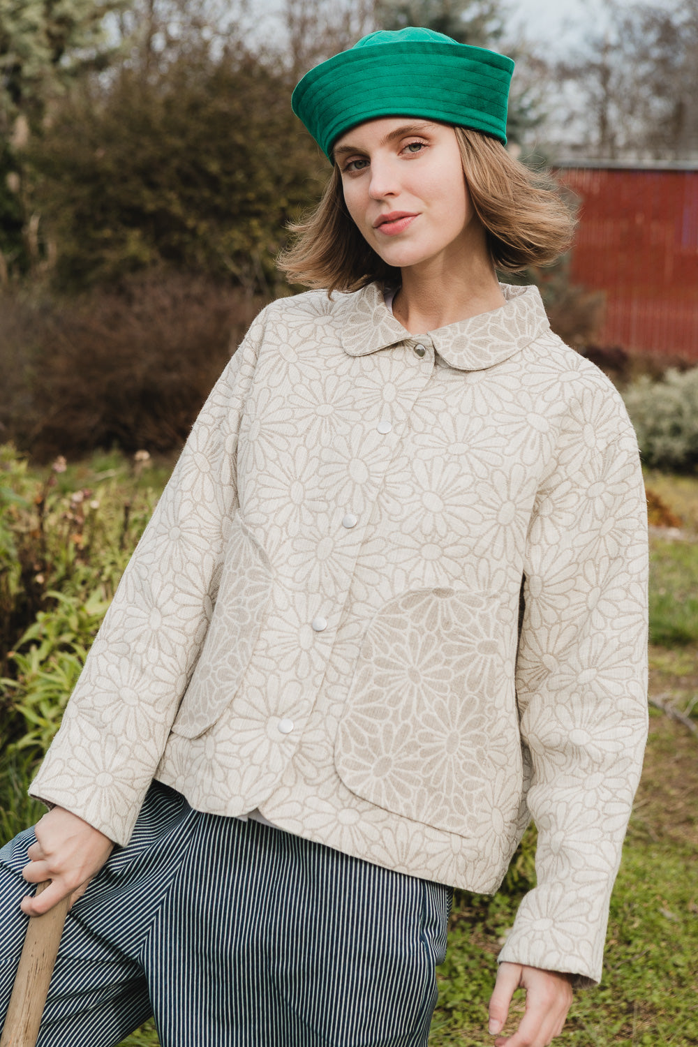 Forage Jacket in Daisy Jacquard Linen