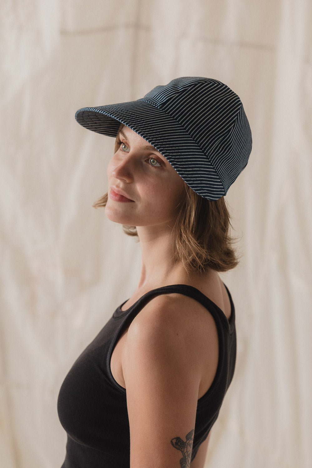 Soleil Hat in Hickory Stripe Denim - Cotton Sun Hat | Sustainable