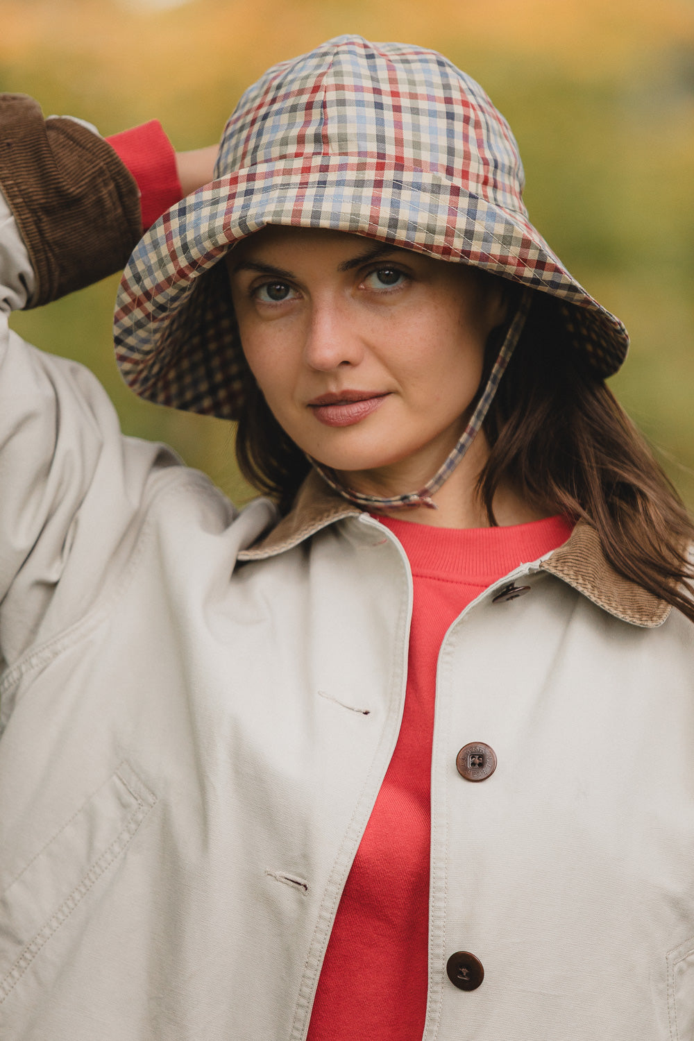 Cirrus Rain Hat in Hedgerow Gingham