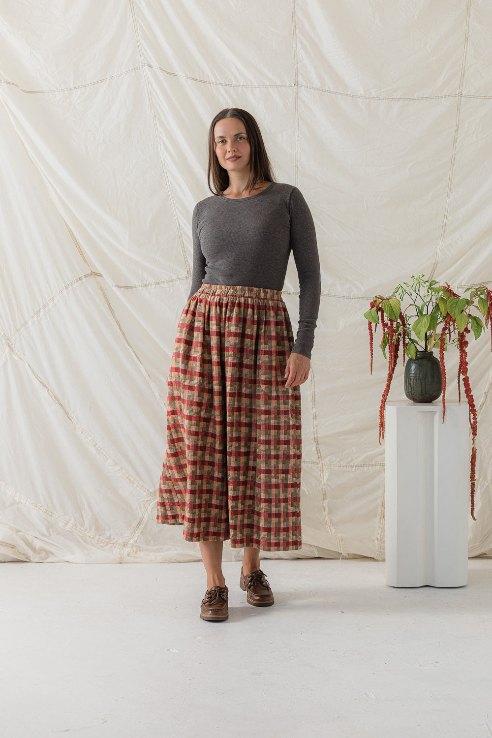 Maisie Skirt in Persimmon Plaid