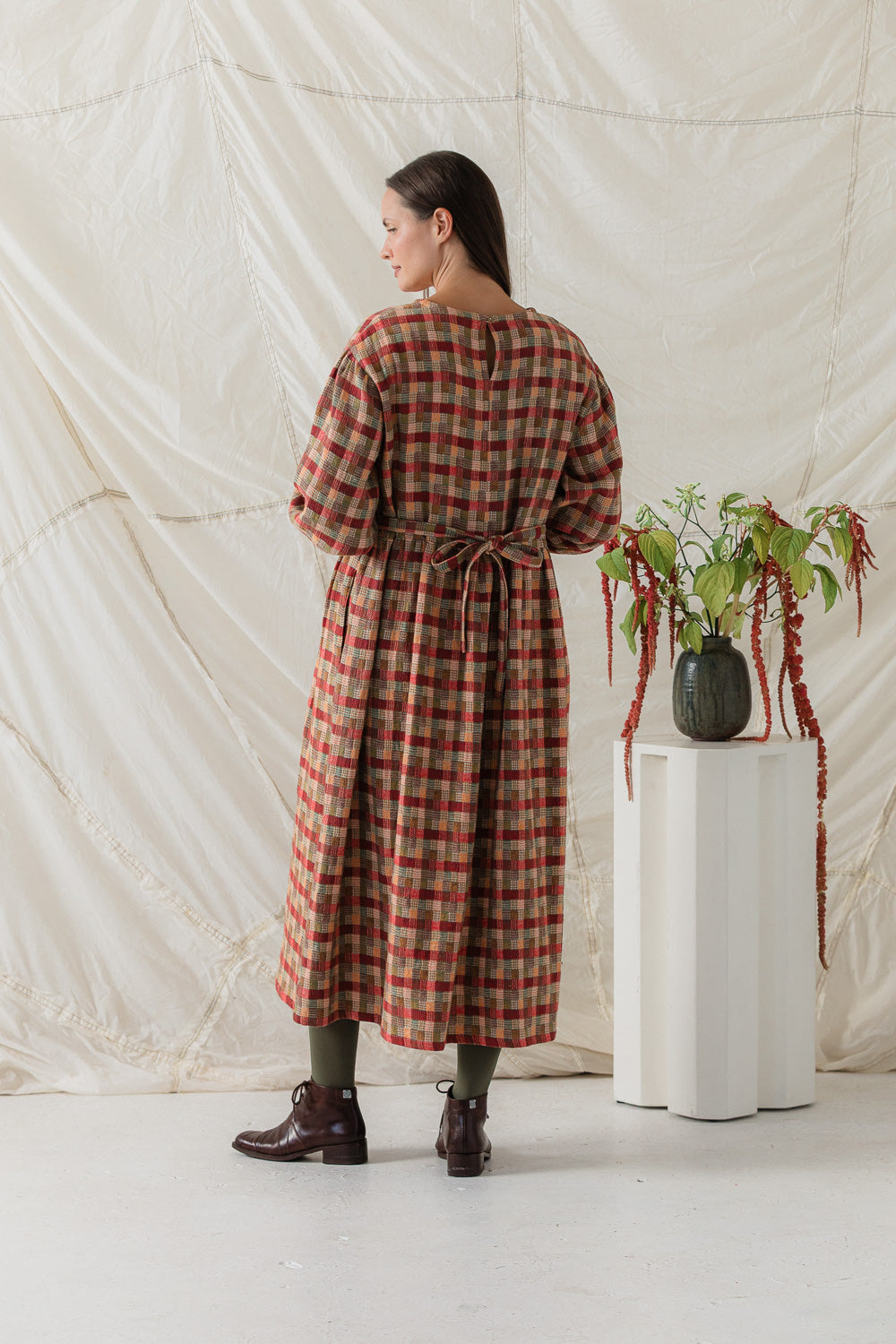 Rowena Dress in Persimmon Plaid