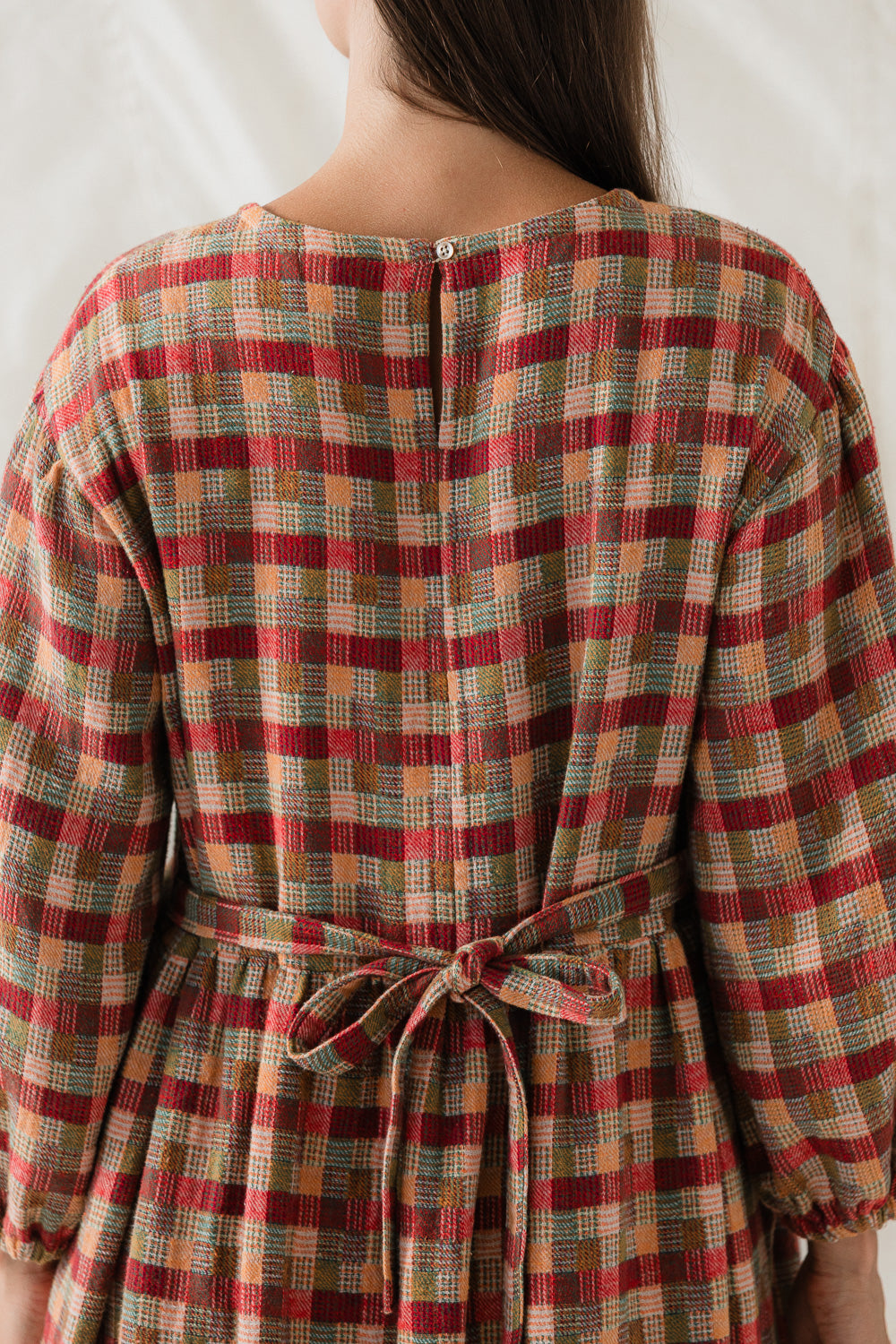 Rowena Dress in Persimmon Plaid