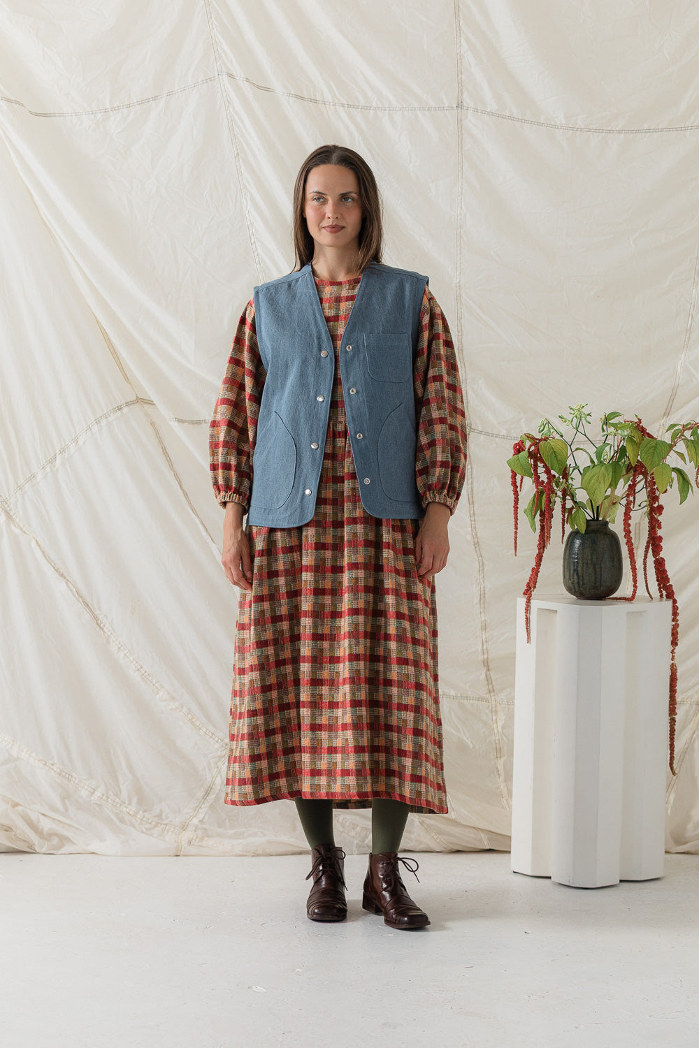 Studio Vest in Weathered Denim