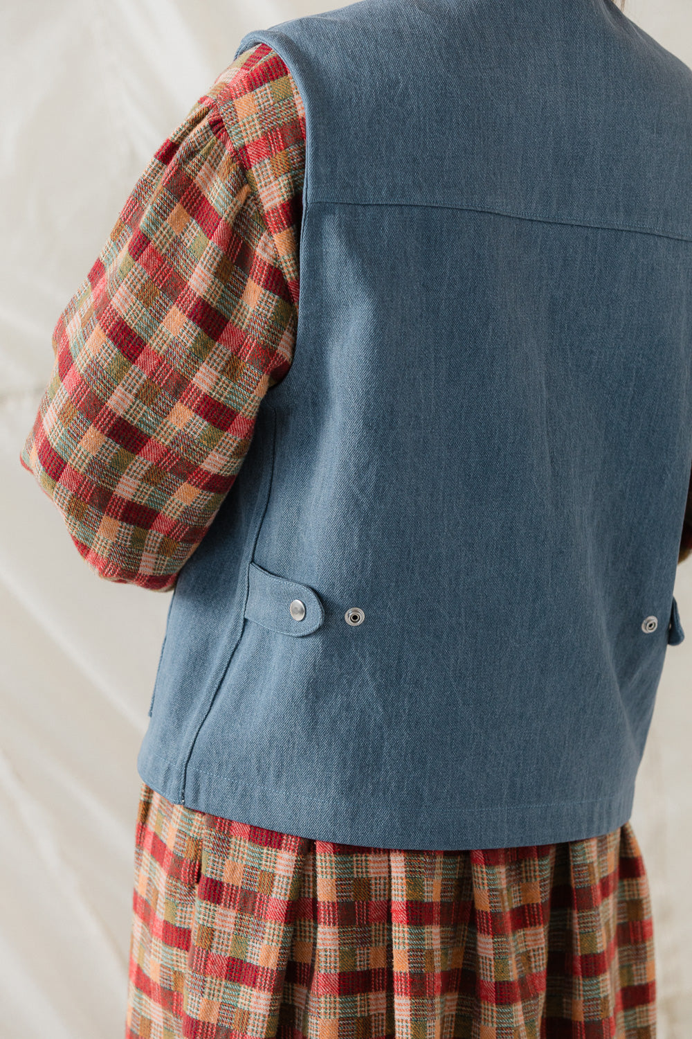 Studio Vest in Weathered Denim