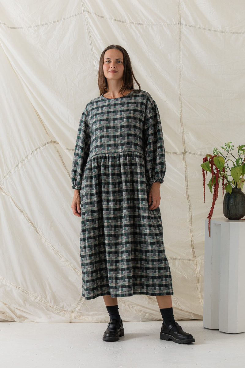 Rowena Dress in Juniper Plaid