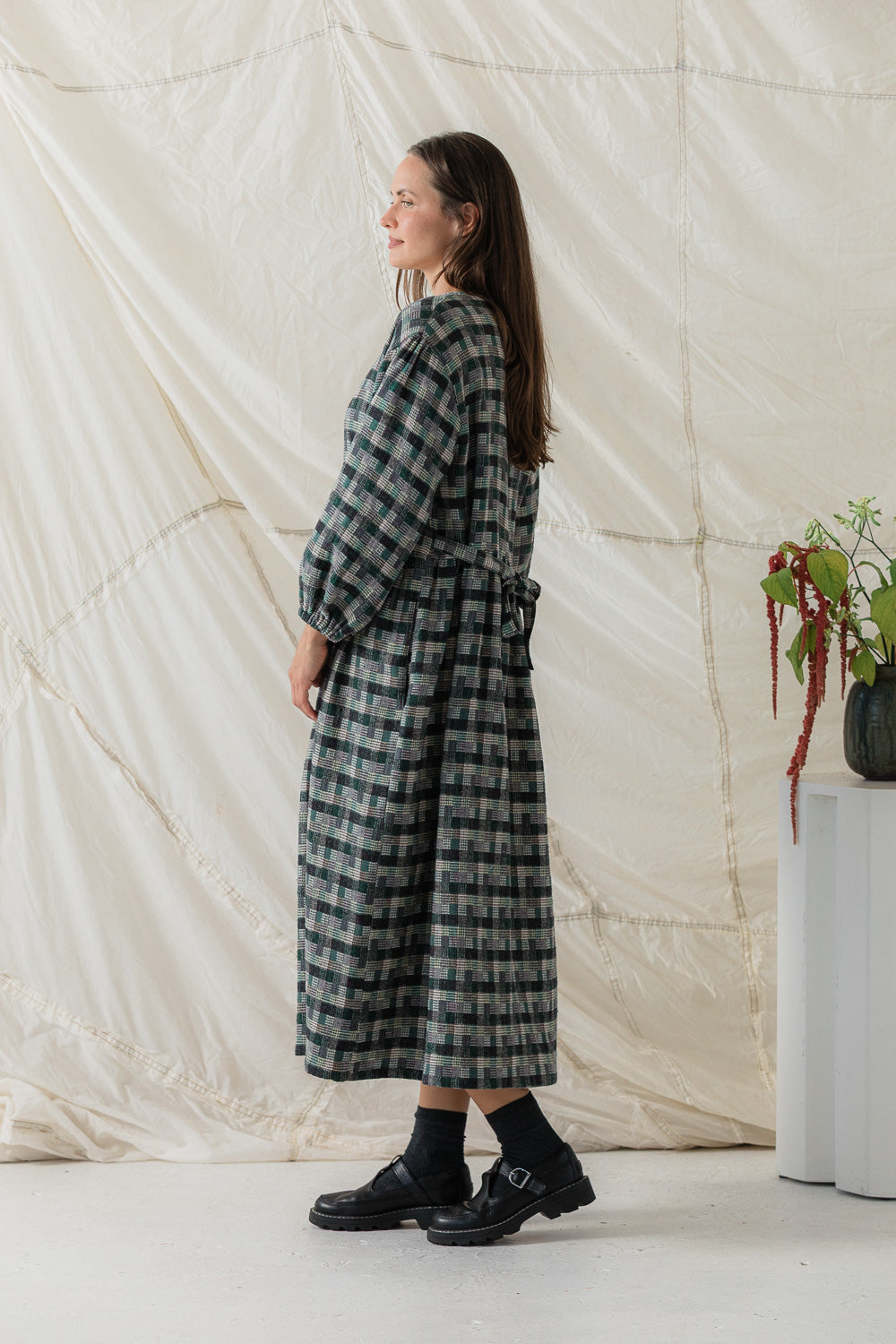 Rowena Dress in Juniper Plaid