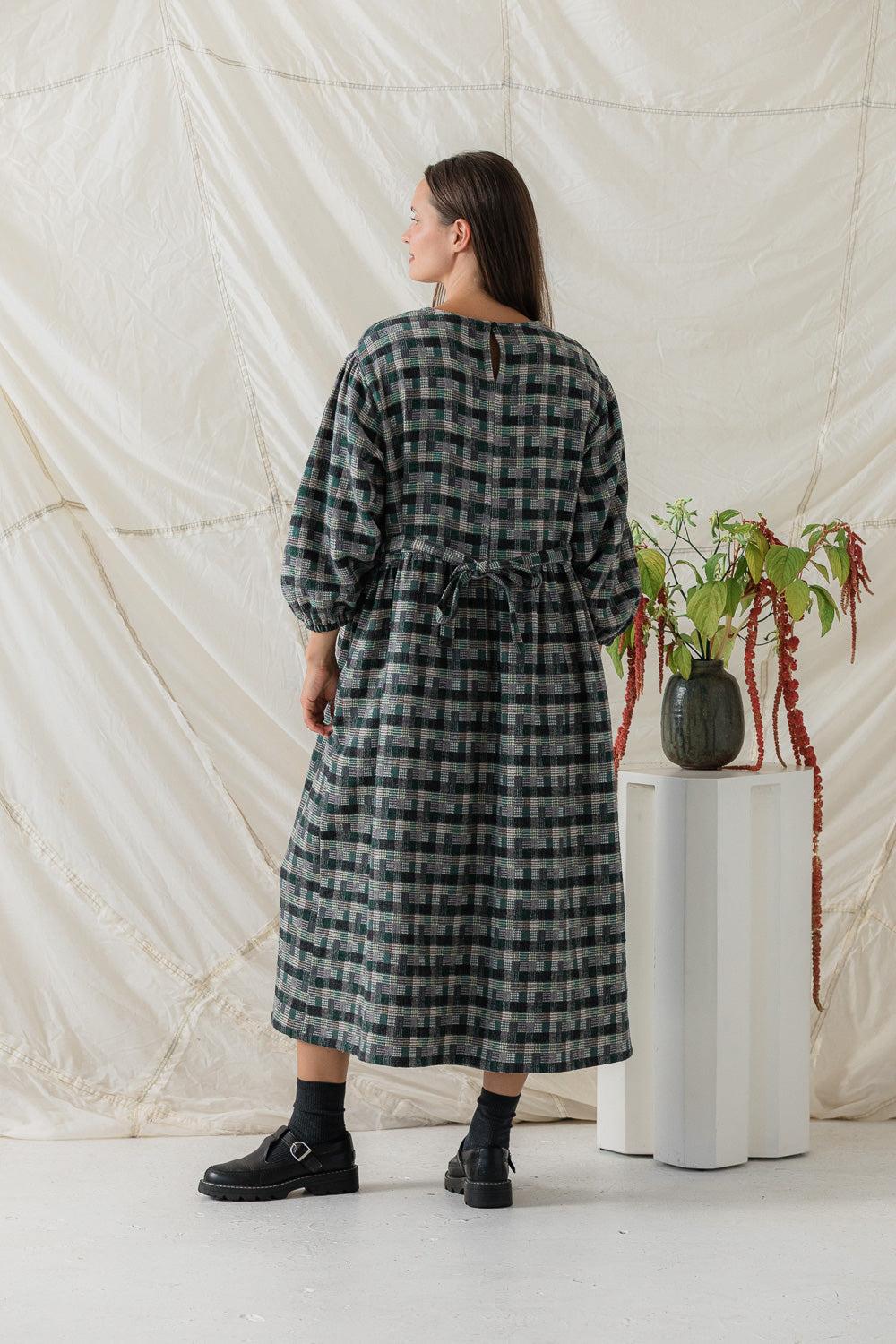 Rowena Dress in Juniper Plaid