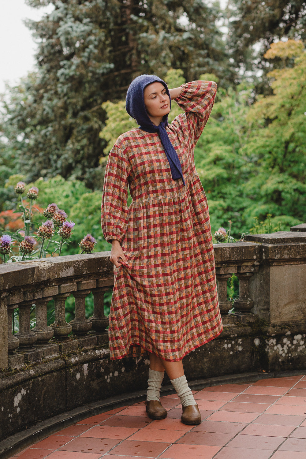 Rowena Dress in Persimmon Plaid