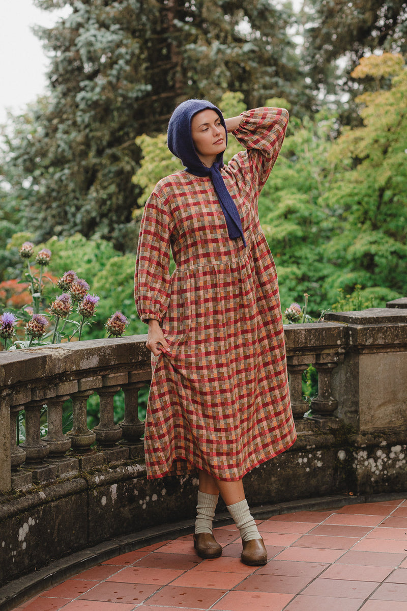 Rowena Dress in Persimmon Plaid