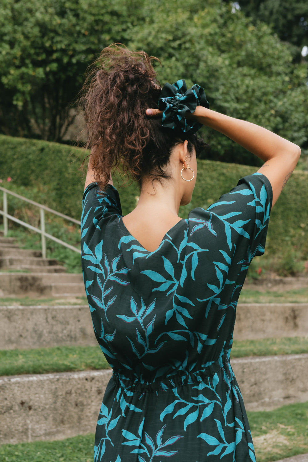 Ruffle Scrunchie in Forest Canopy