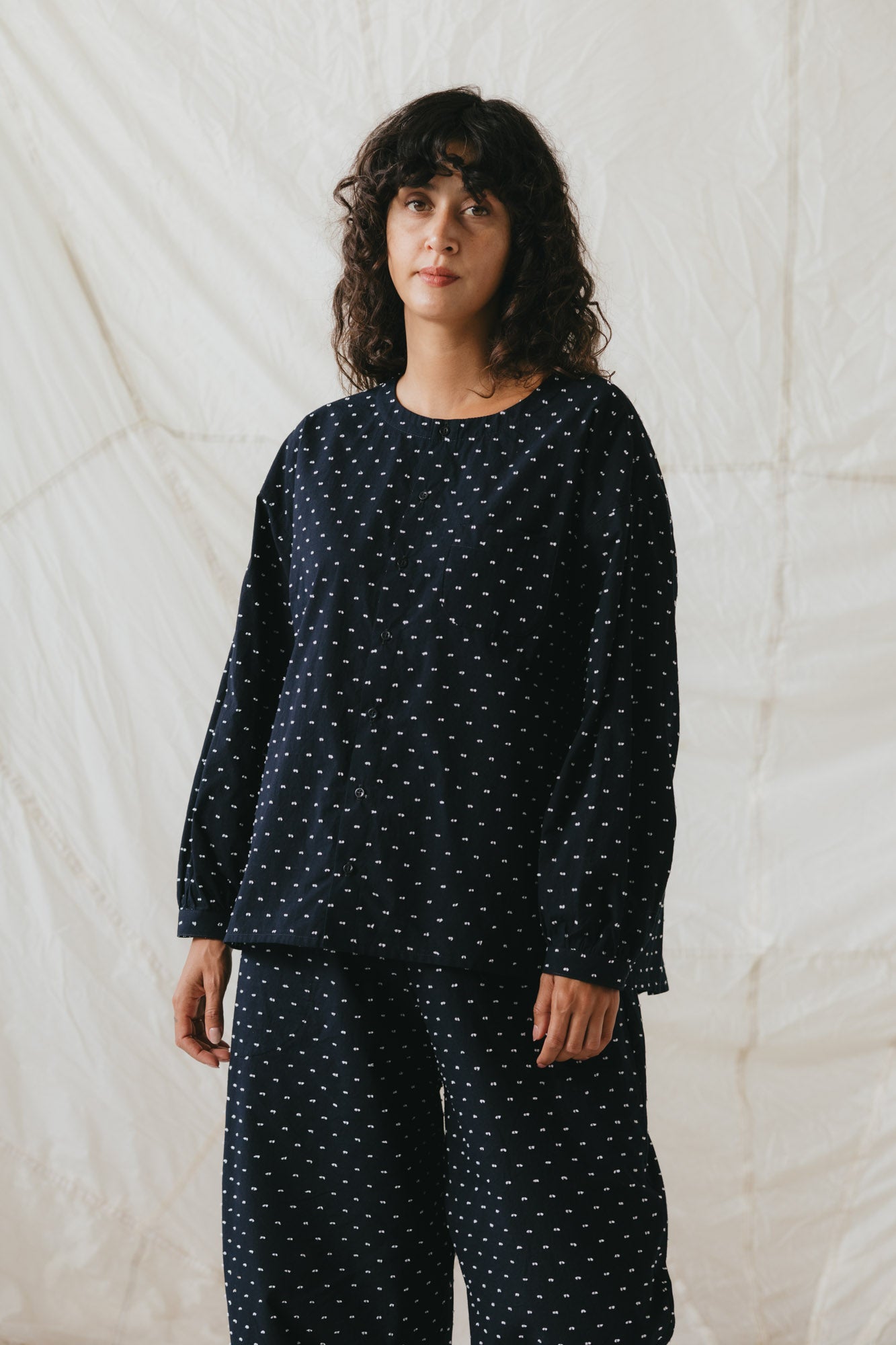 Rhys Top in Polka Dot Dobby