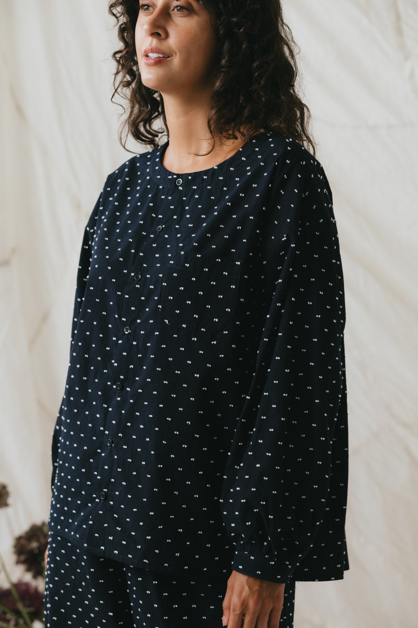 Rhys Top in Polka Dot Dobby