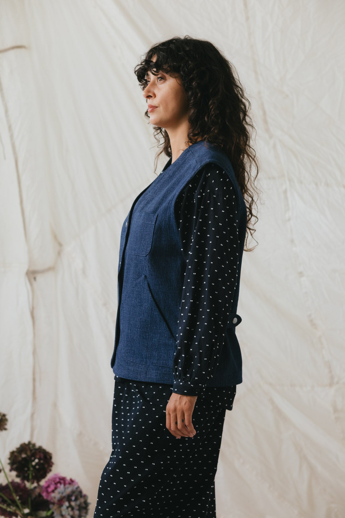 Studio Vest in Deep Indigo Denim