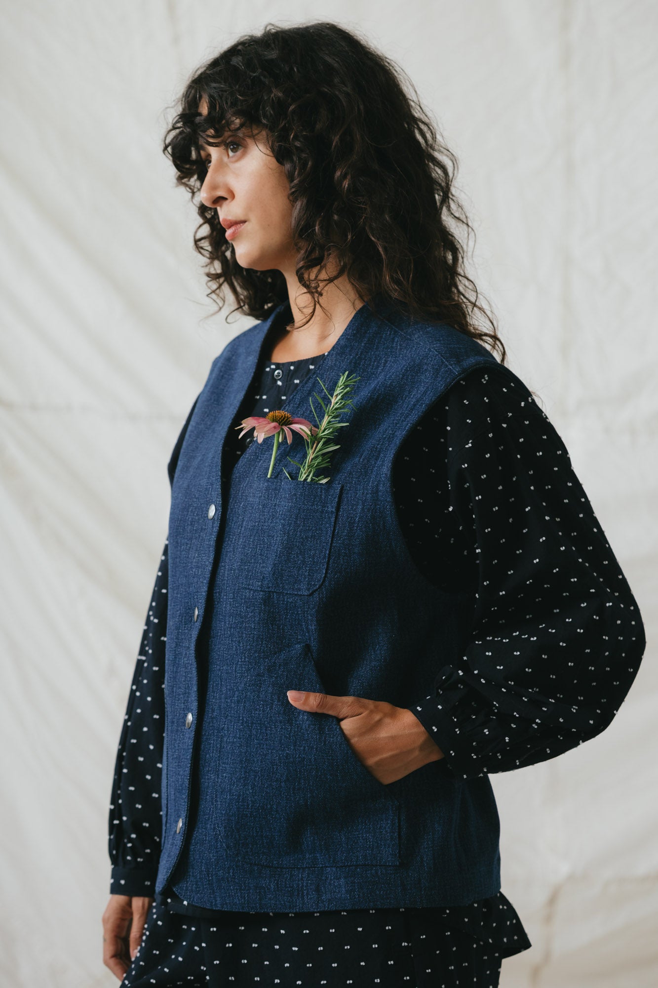 Studio Vest in Deep Indigo Denim