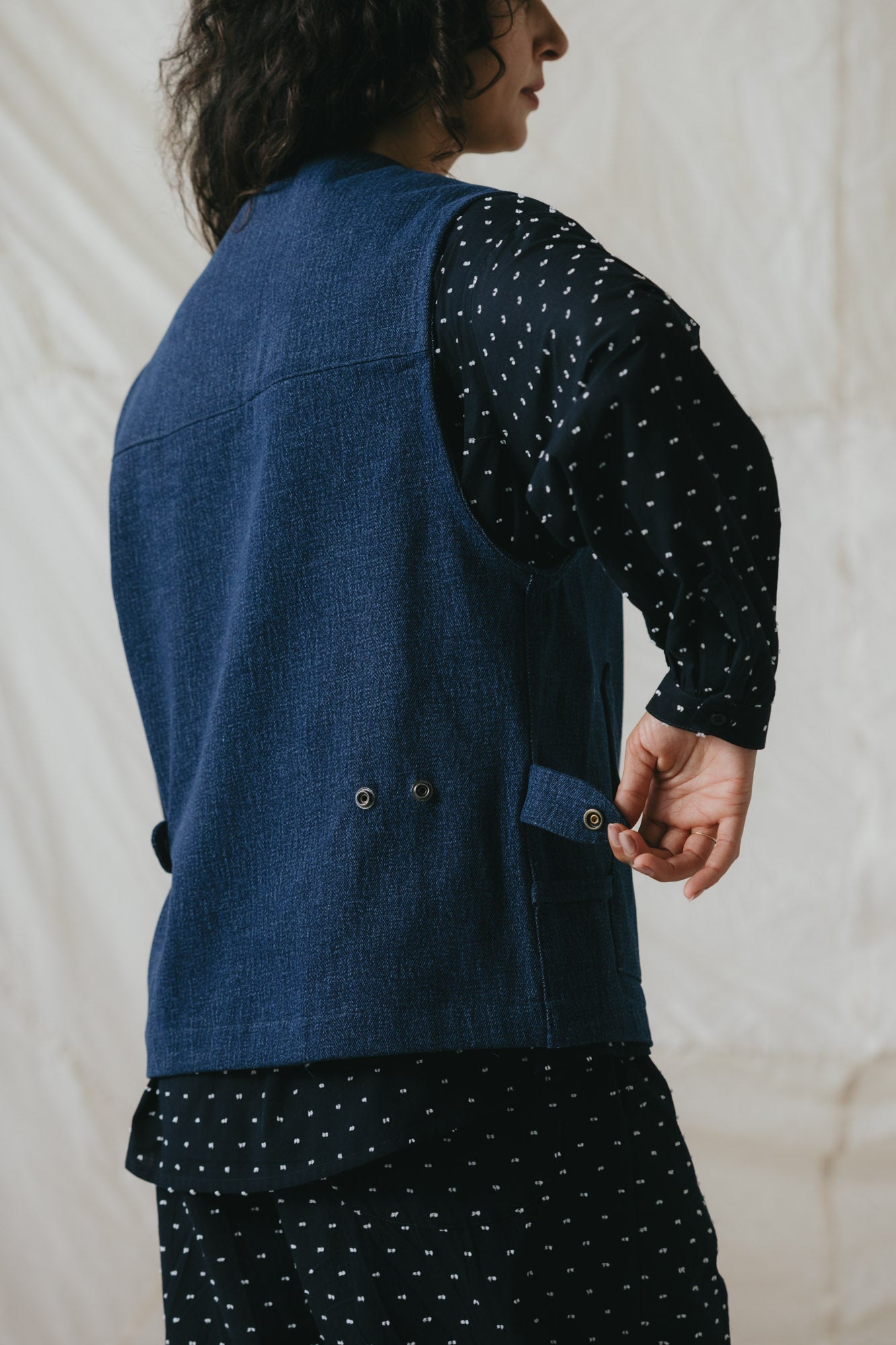 Studio Vest in Deep Indigo Denim