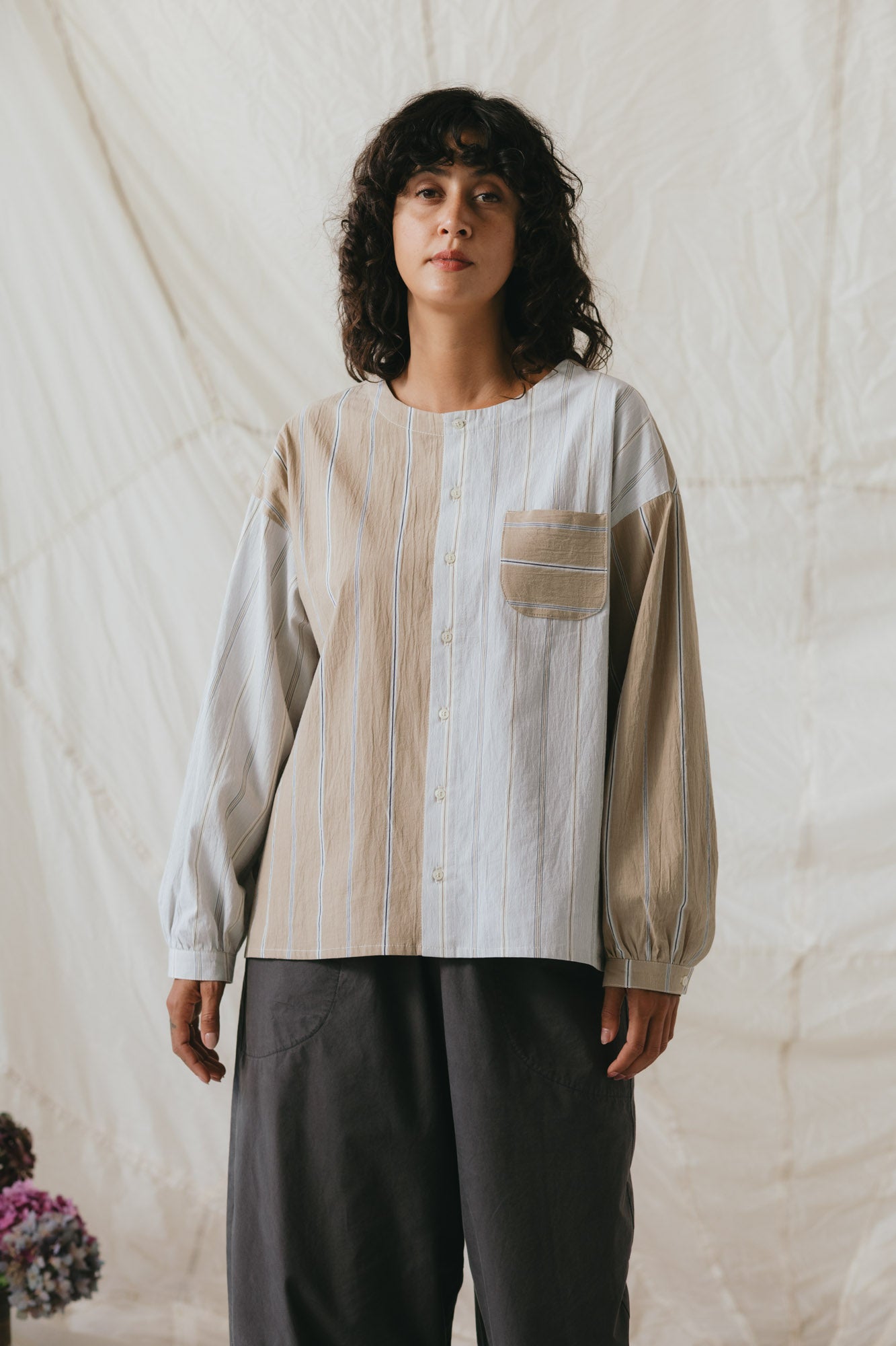 Rhys Top in Oxford Stripe